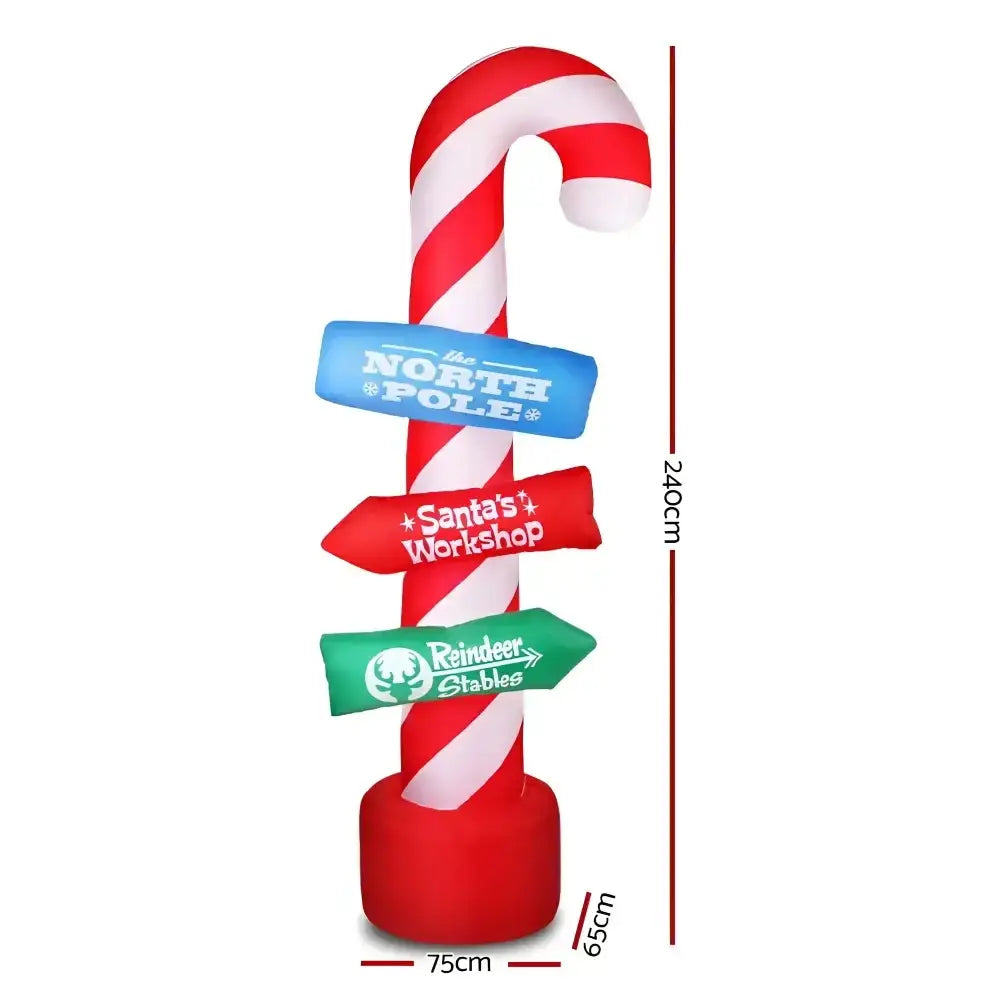 2.4M Christmas Inflatable Candy Pole Illuminated Decorations