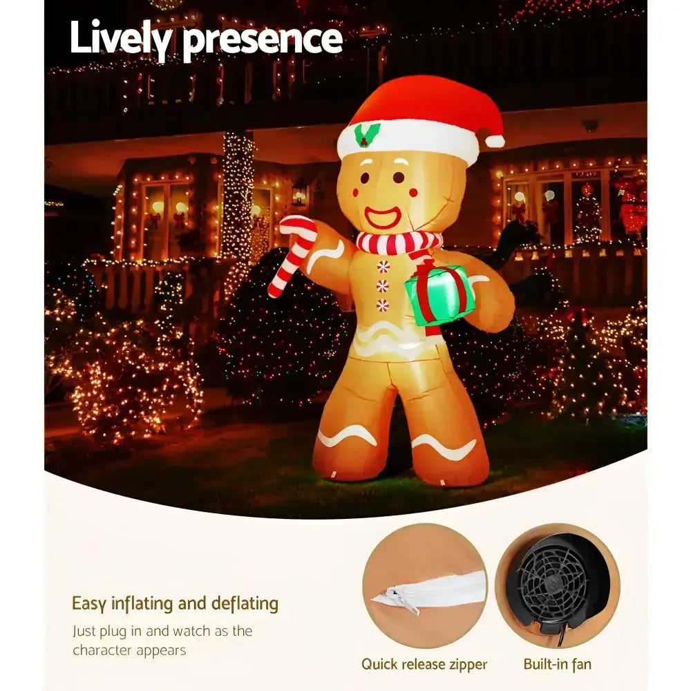 2.4M Christmas Inflatable Gingerbread Man Illuminated Decorations