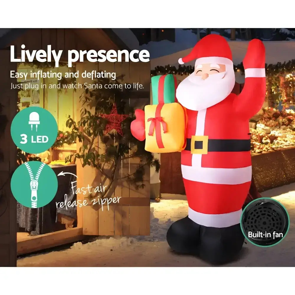 2.4M Christmas Inflatable Santa Illuminated Decorations