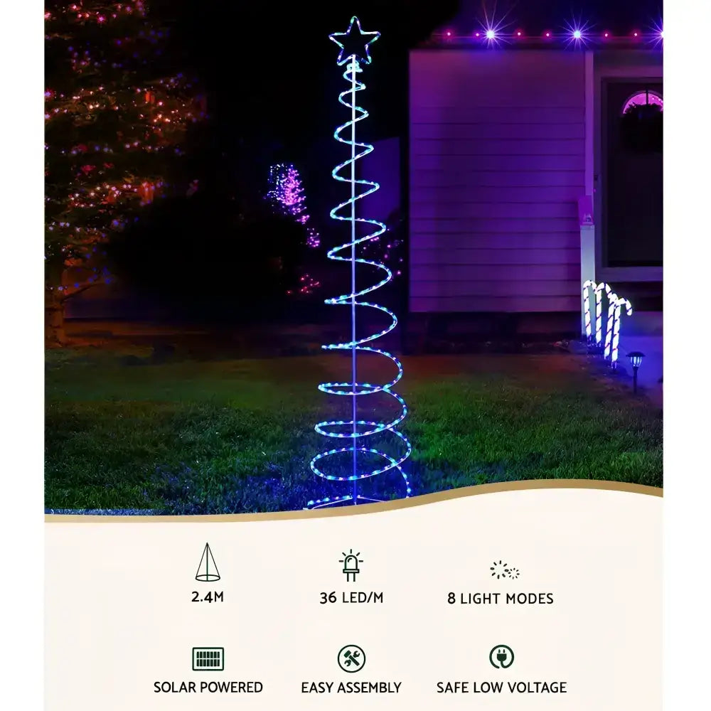 2.4M Christmas Tree LED Solar Motif Lights