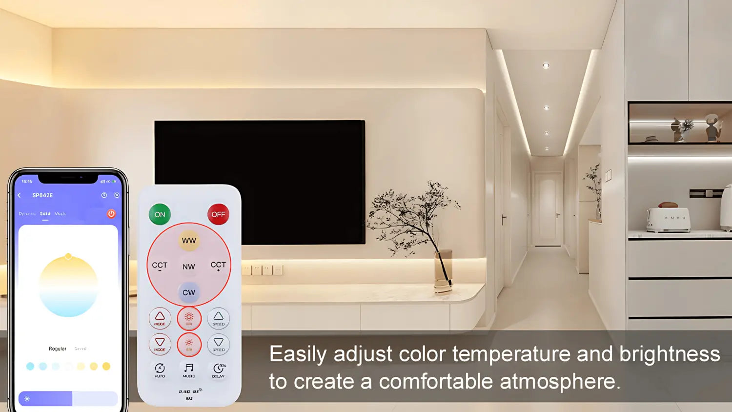 Strippy GlowFlex 3M COB LED Strip Light Kit: Dimmable Smart App & Remote Control - 3CCT