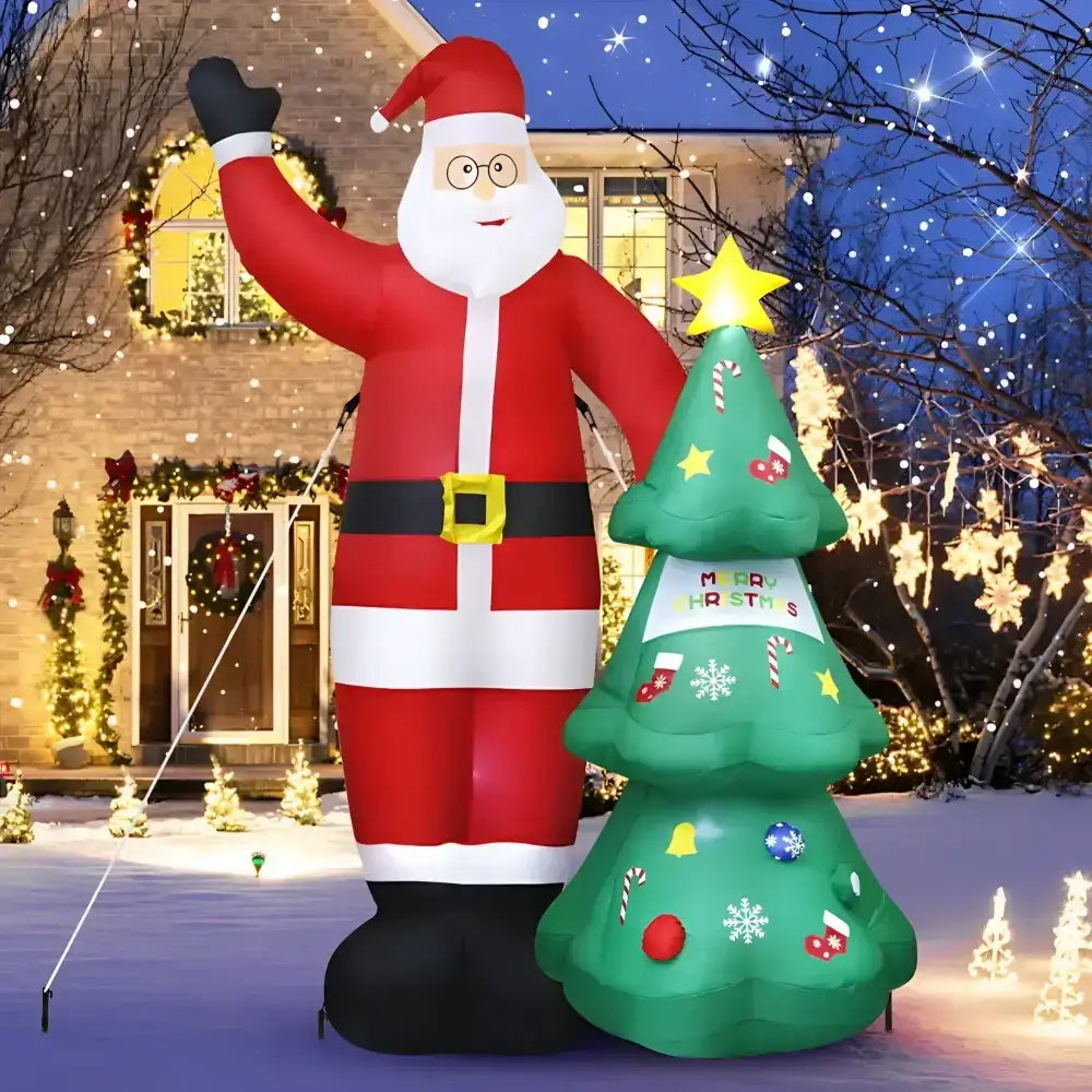 2.5M Santa and Christmas Tree Christmas Inflatable with LED Lights