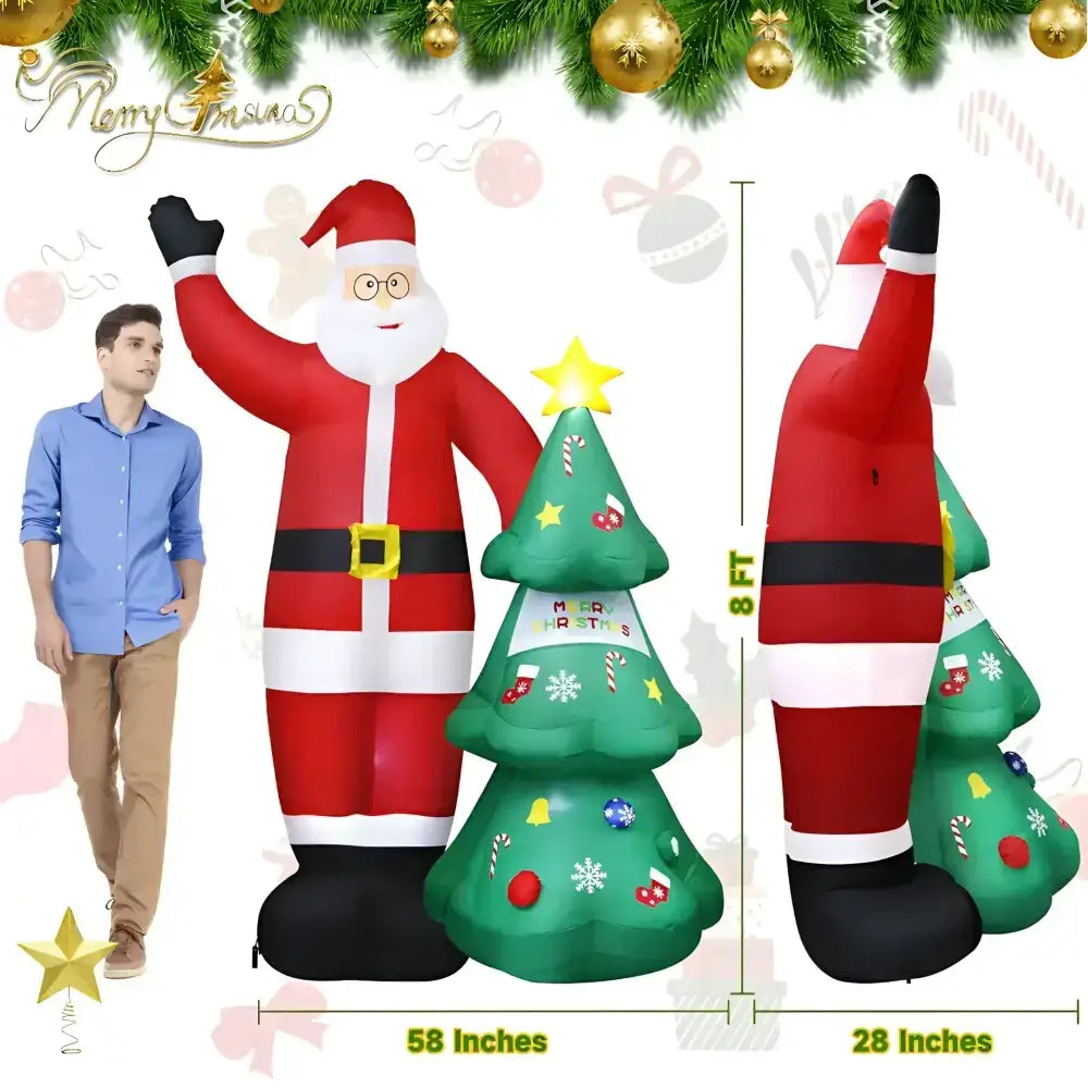 2.5M Santa and Christmas Tree Christmas Inflatable with LED Lights