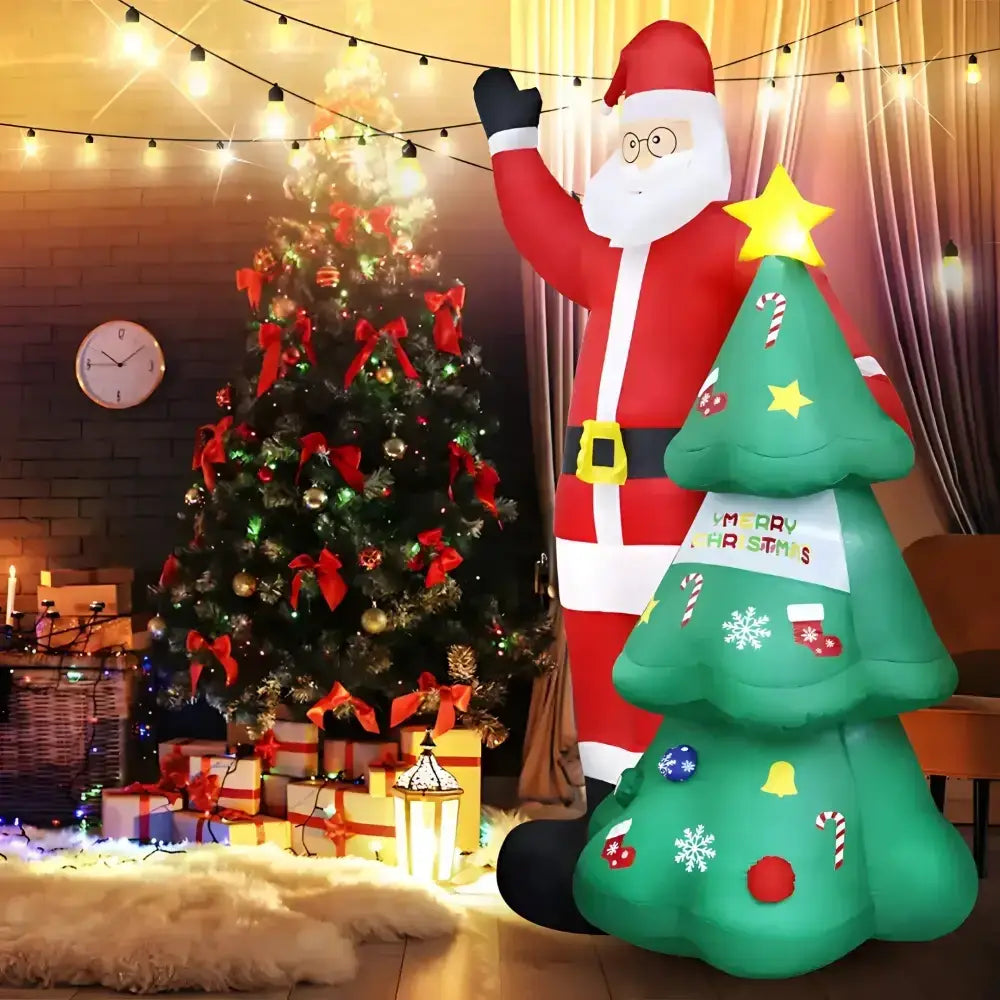 2.5M Santa and Christmas Tree Christmas Inflatable with LED Lights