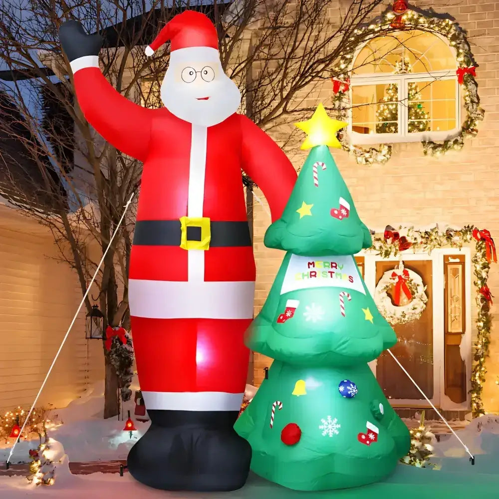 2.5M Santa and Christmas Tree Christmas Inflatable with LED Lights