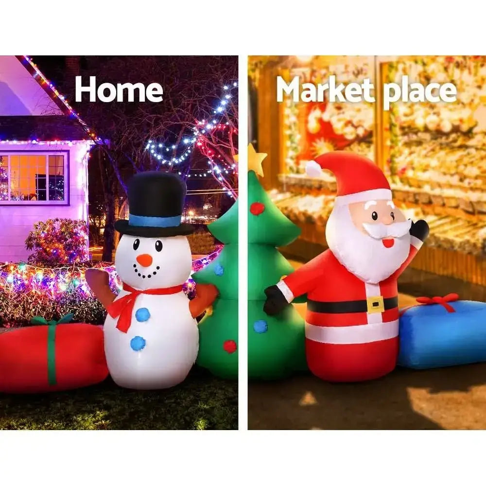 2.7M Christmas Inflatable Tree Snowman Outdoor Decorations
