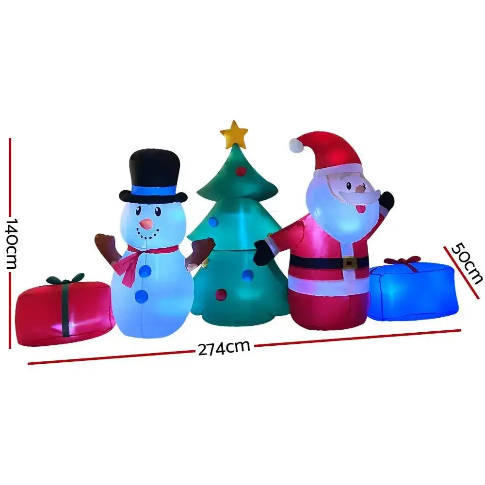 2.7M Christmas Inflatable Tree Snowman Outdoor Decorations