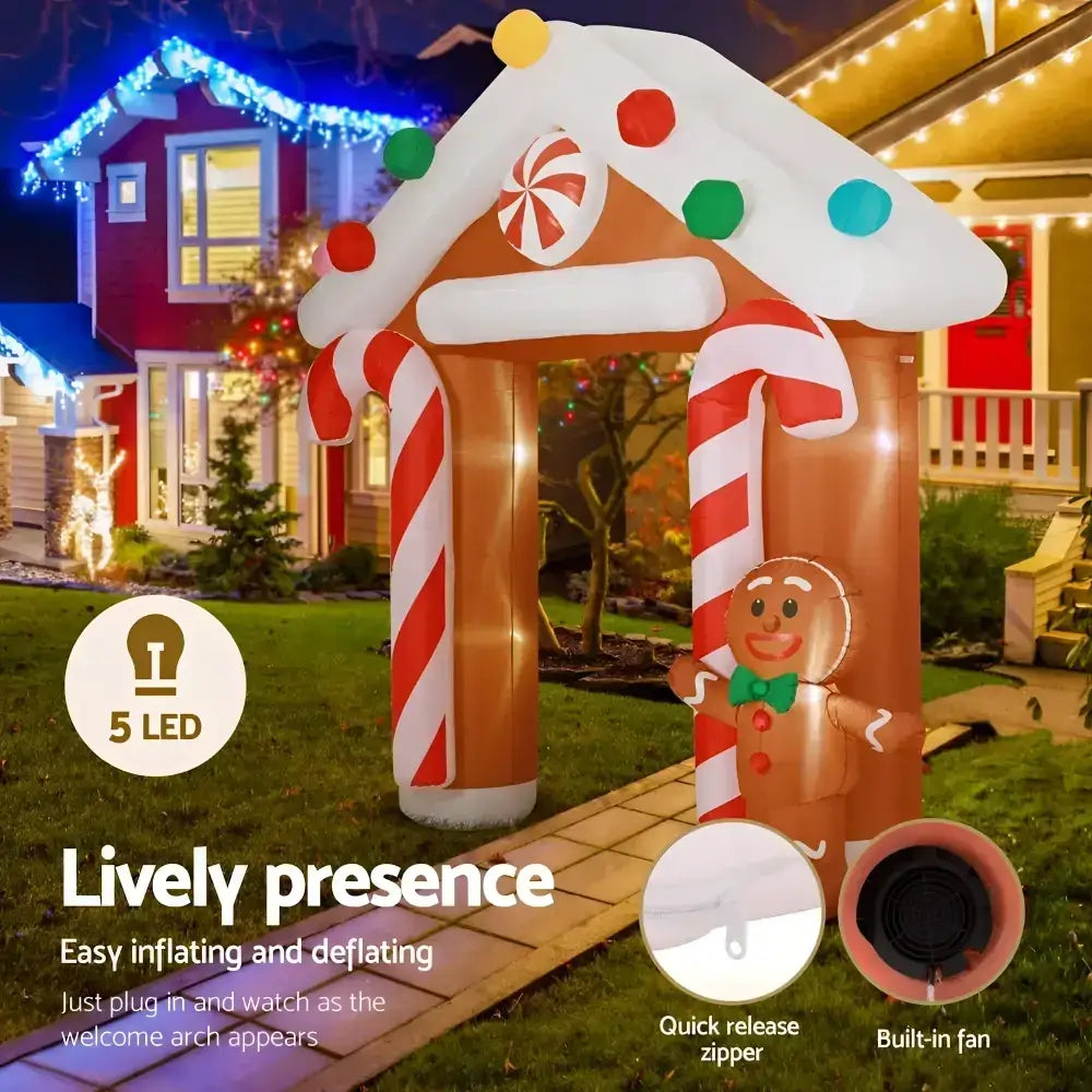 2.8M Christmas Inflatable Archwary Ginger Illuminated Decorations