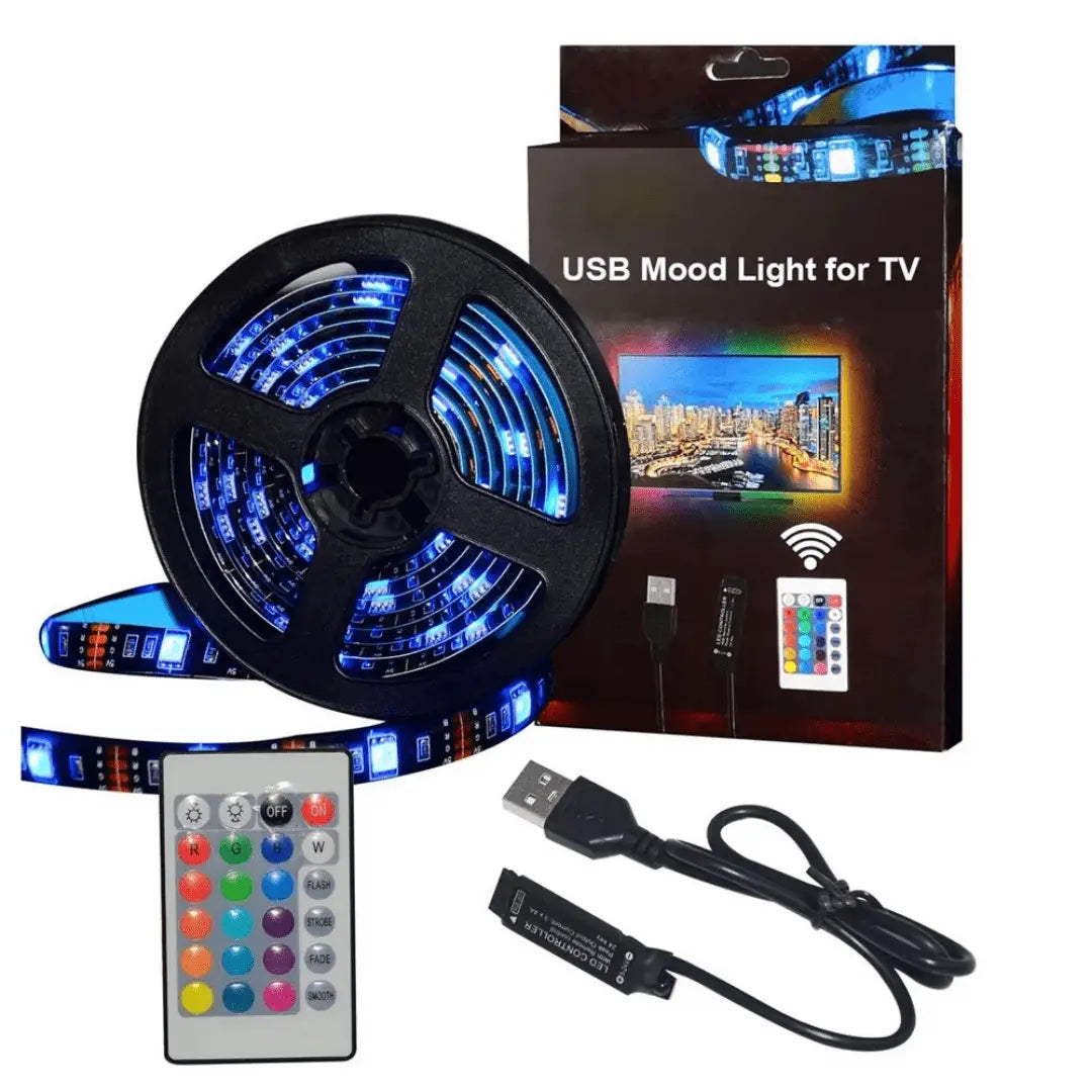 Tv Led Strip Light Kit – Rgb Backlight 2 Meter Set (usb Powered)