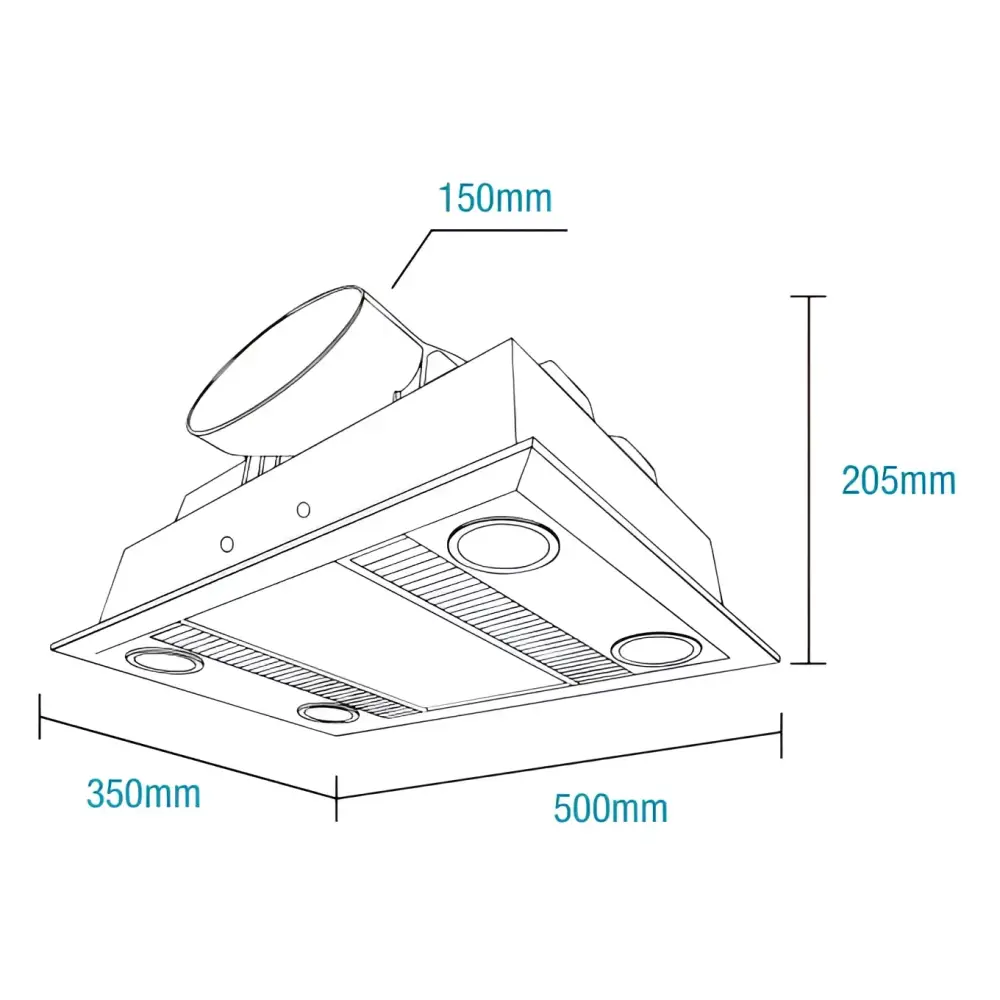 Martec Linux DC 3 in 1 Bathroom Heater and Exhaust Fan with Tricolour LED Light