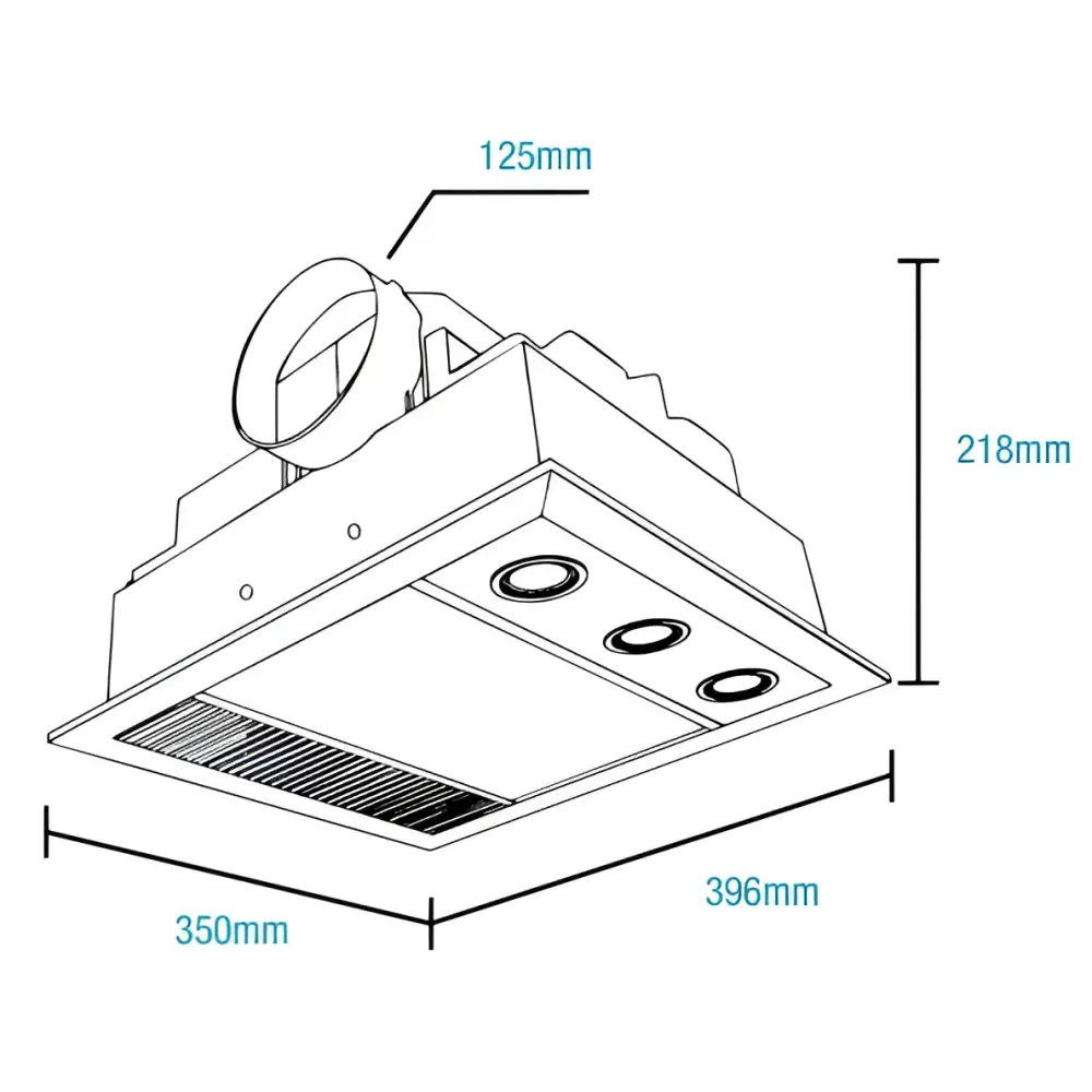 Martec Linux Mini DC 3 in 1 Bathroom Heater and Exhaust Fan with Tricolour LED Light