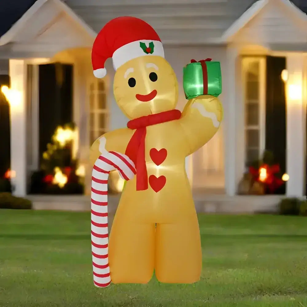 240cm Inflatable Gingerbread Man with Cane