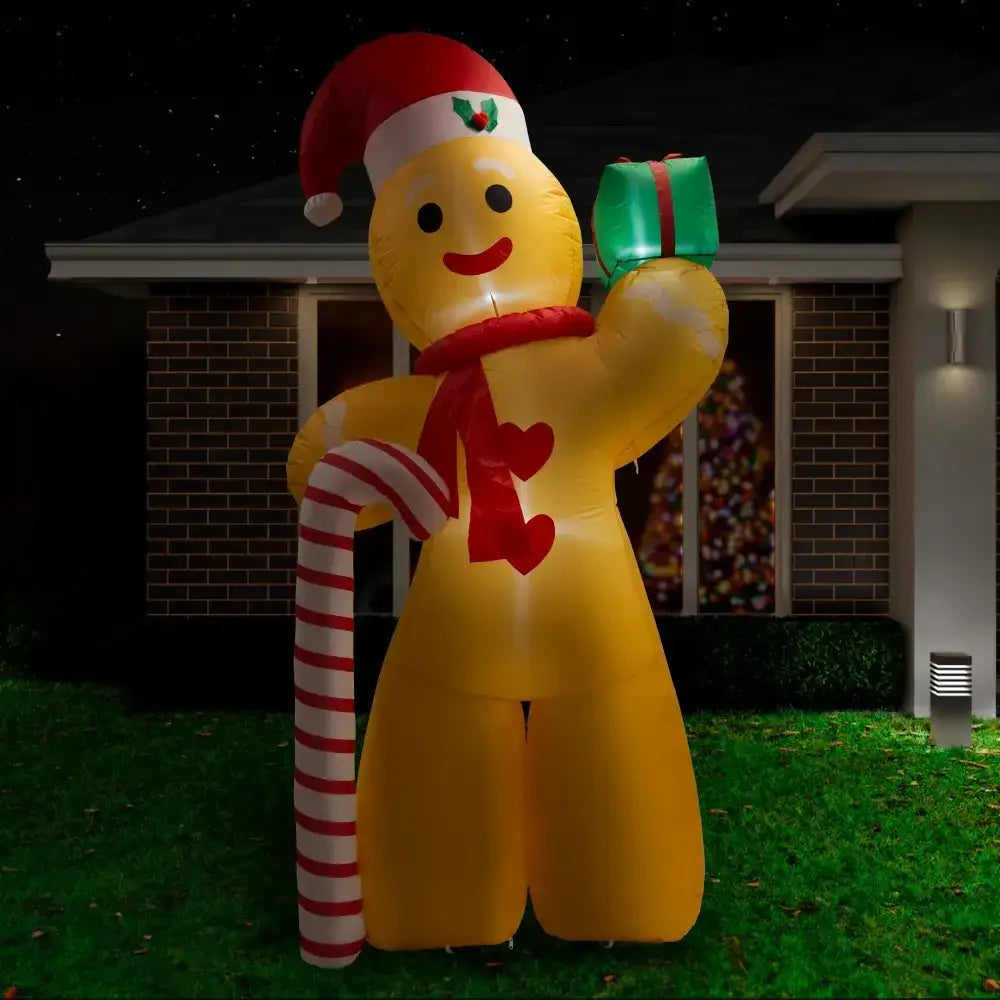 240cm Inflatable Gingerbread Man with Cane