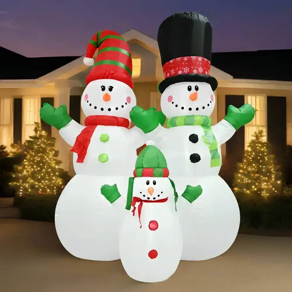 240cm Inflatable Snowman Set - Joyful Winter Decor