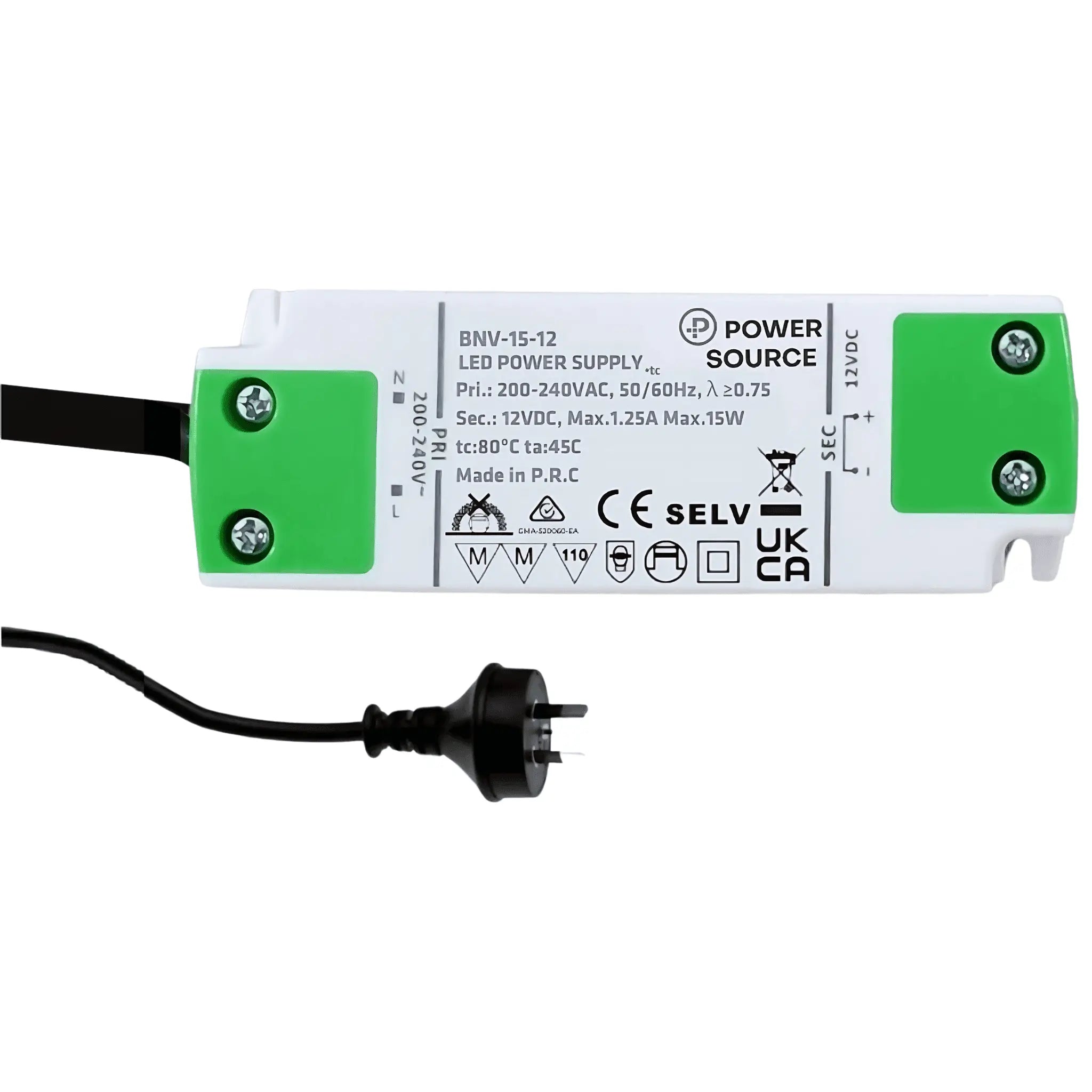 Green Earth Lighting Australia Power & Electrical Supplies 15W IP20 Non-Dimmable Constant Voltage LED Driver | 12V BNV-15-12
