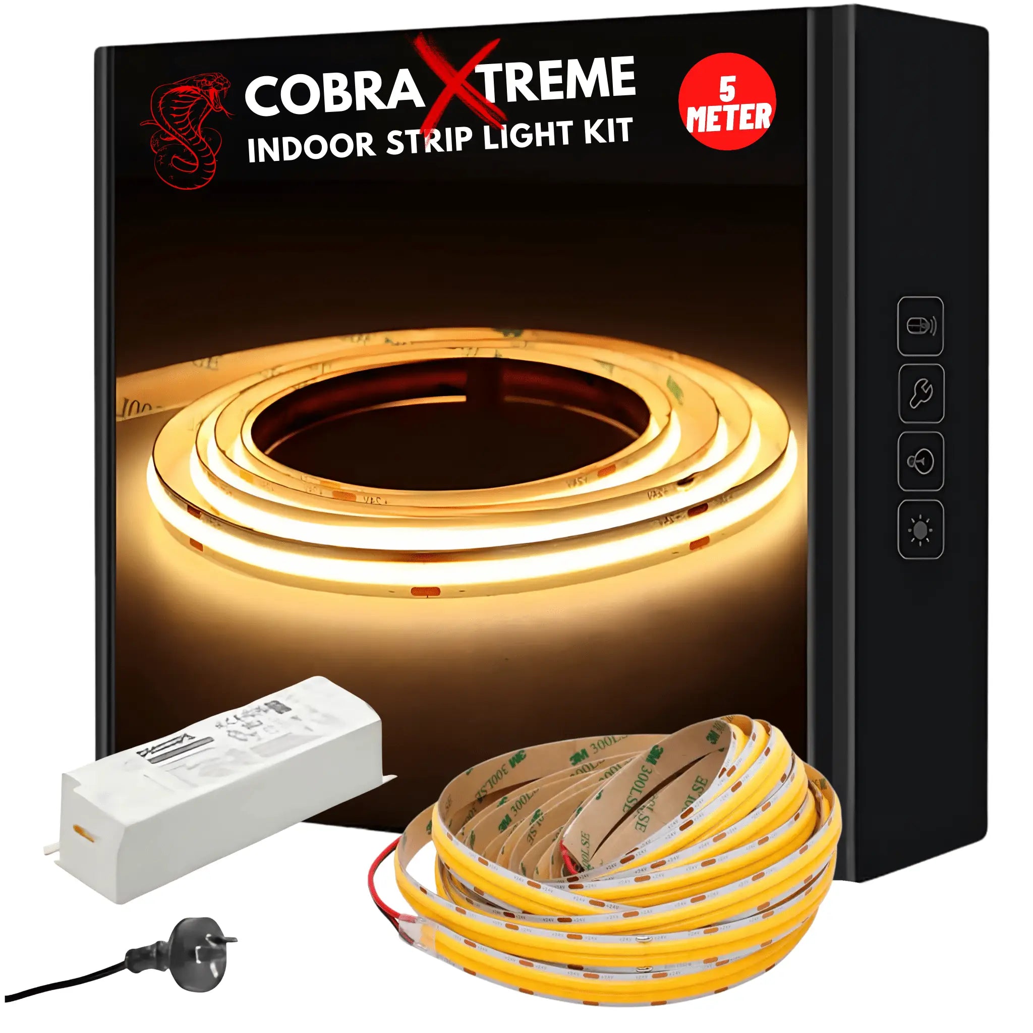 25w/m 4000k Ip20 Cob Led Strip Light | 12mm Width Dual - Plug & Play 5 Meter Diy Strip Kit