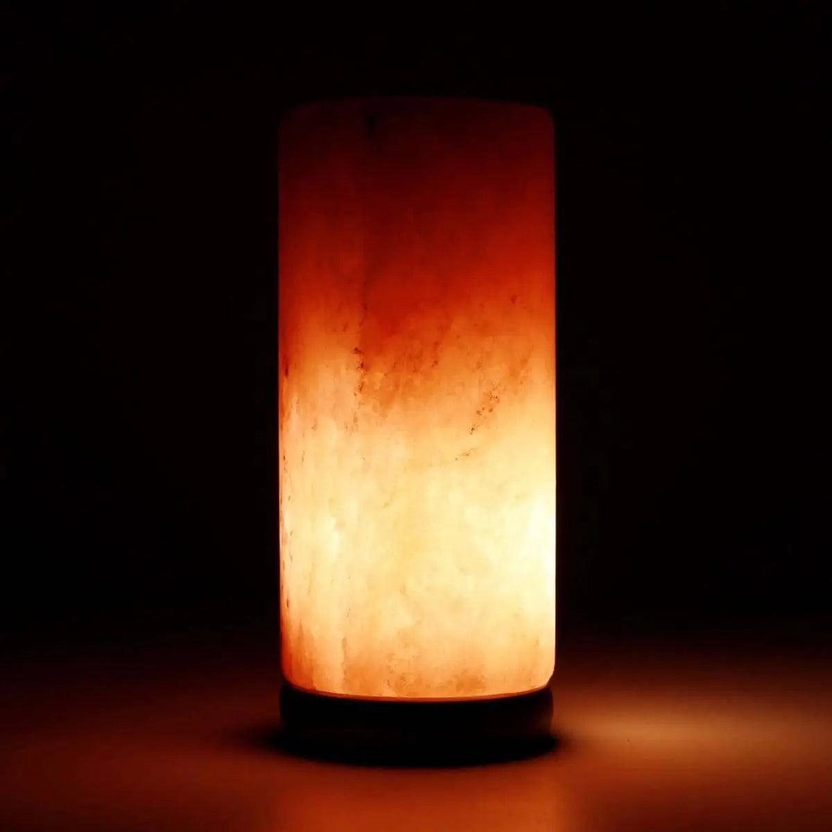 3-4kg Cylinder Salt Lamp – Timber Base (12v – 12w)