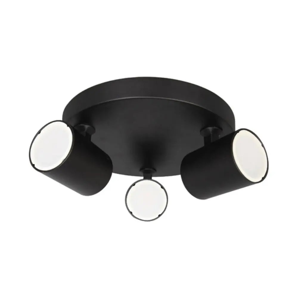 Spot 3 Light Round Interior Adjustable Spotlight Bar - Black