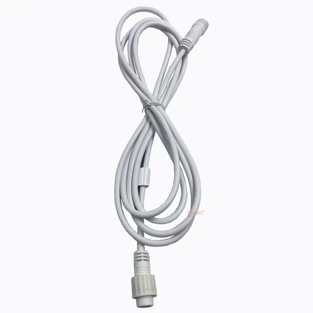 White coiled extension cord with male and female connectors for festoon lighting 240v and festoon lights use