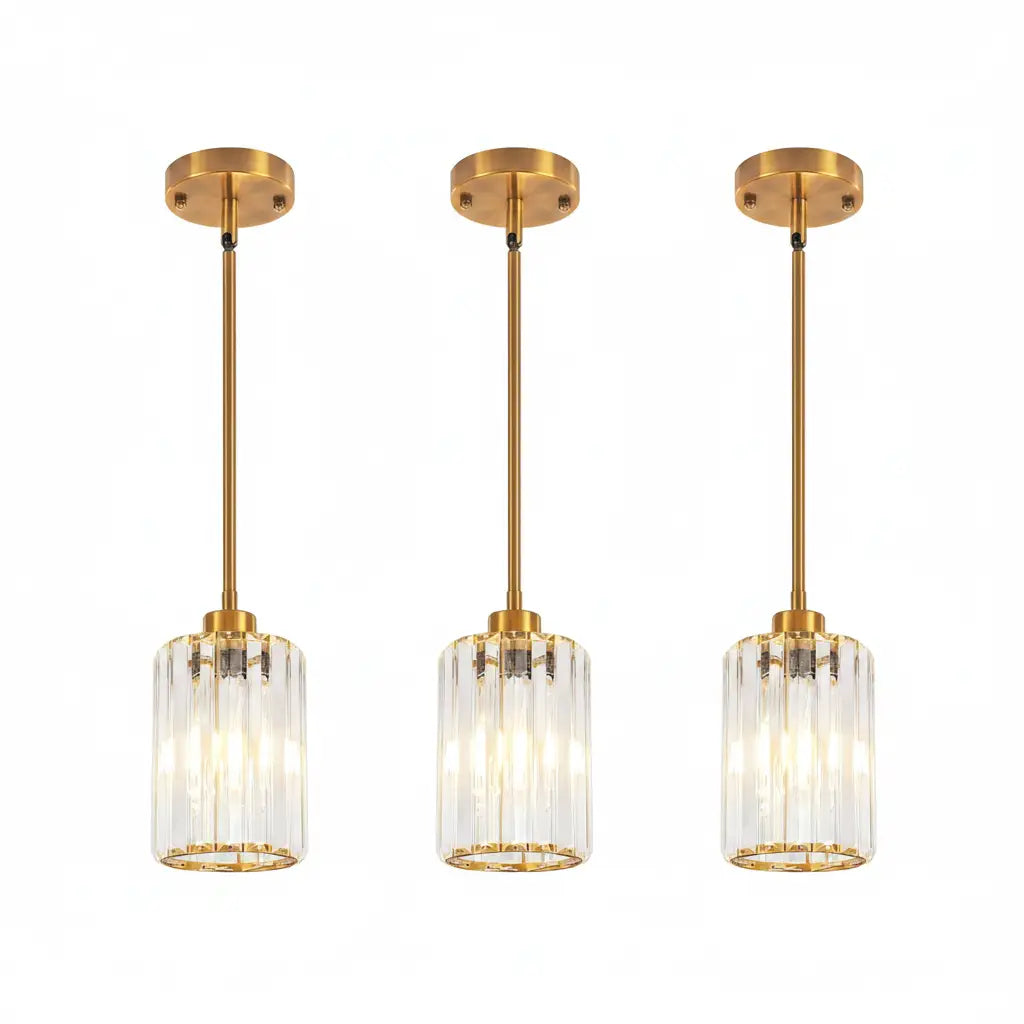 Green Earth Malvern Brass Single Light Tri-Colour Crystal Pendant