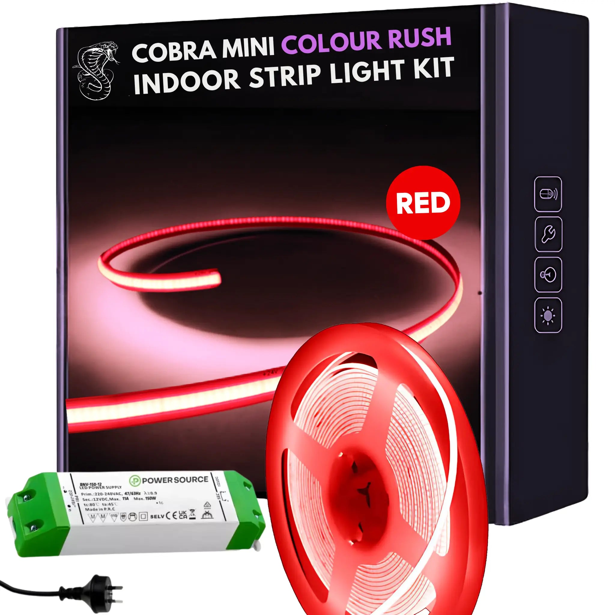 7wm Red Ip20 Cob Led Strip Light 5mm Width - 35w Diy Strip Kit