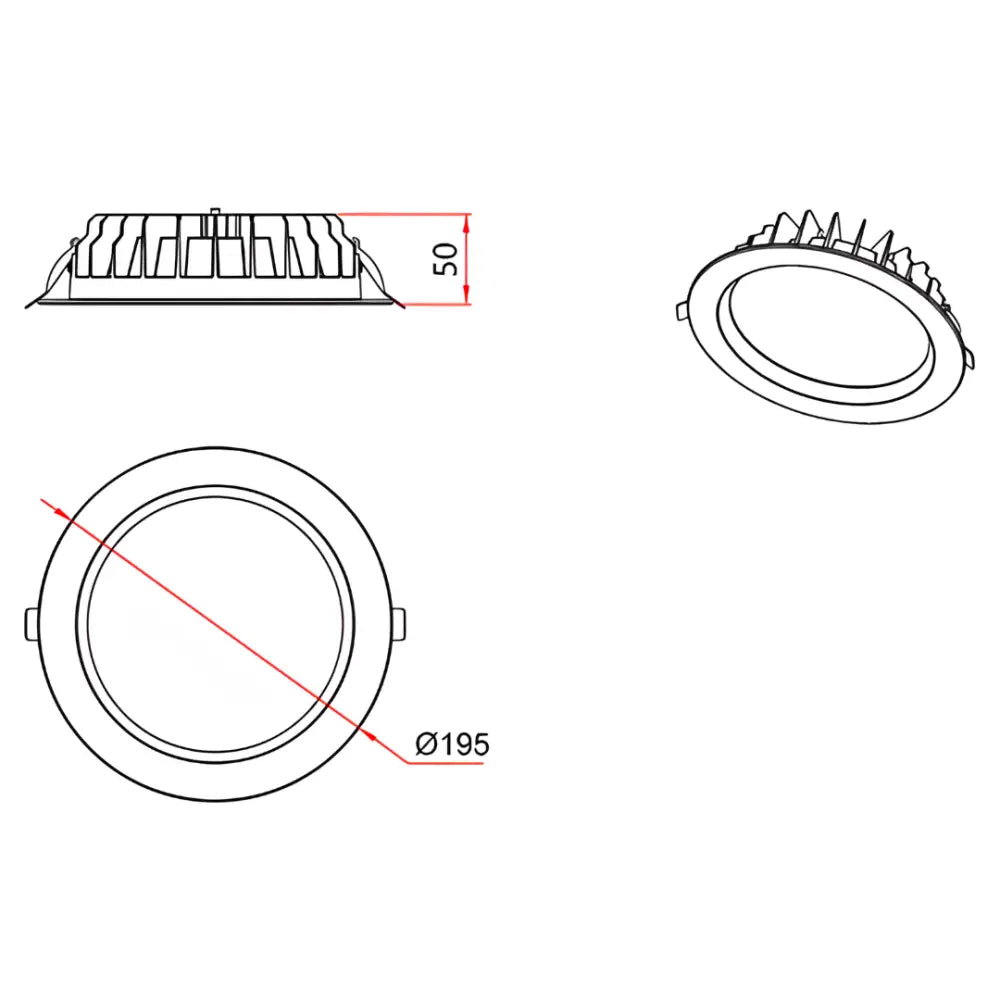 DL2005 20W COB Tri-Colour Dimmable LED Downlight - 185mm Cut Out