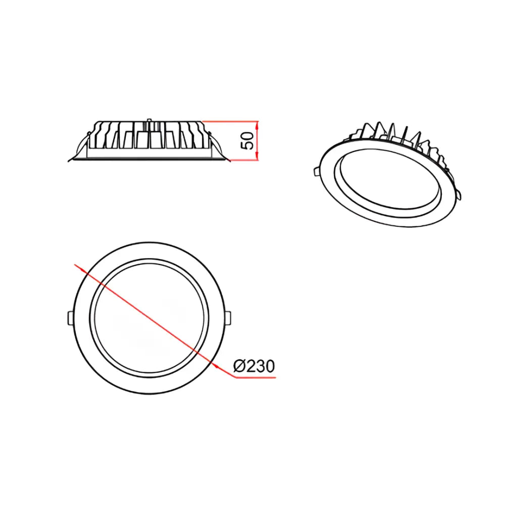 DL 3005 30W COB Tri-Colour Dimmable LED Downlight - 220mm Cut Out