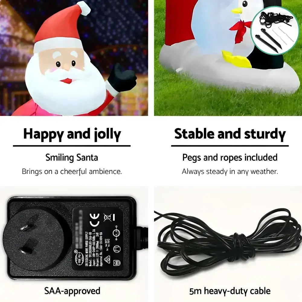 3m Christmas Inflatable Archway with Santa & Leds