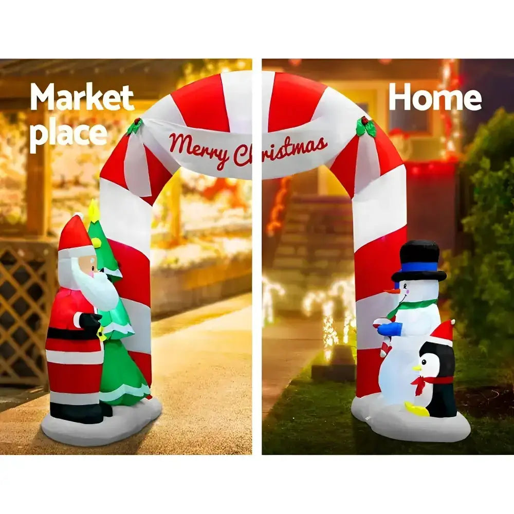 3m Christmas Inflatable Archway with Santa & Leds