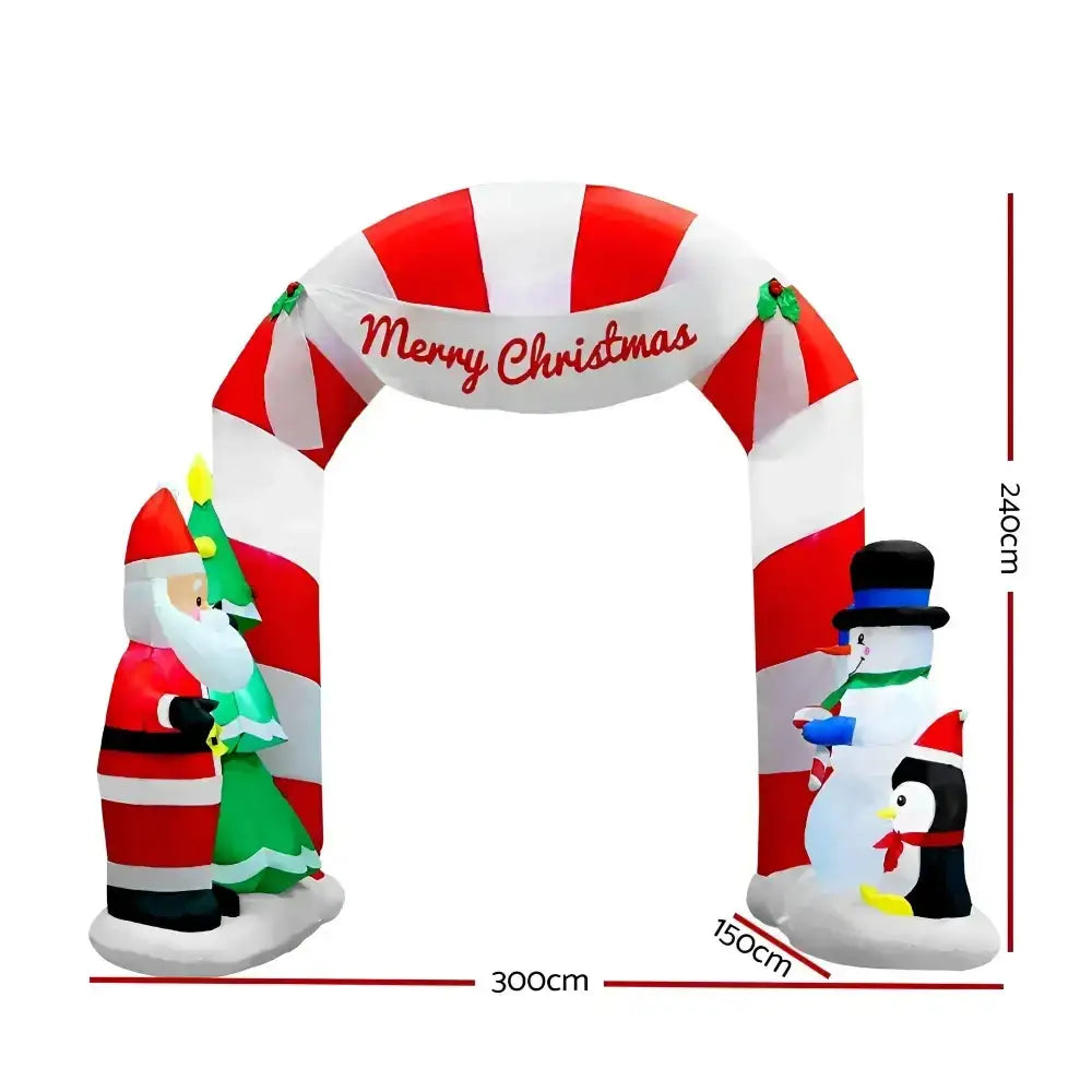 3m Christmas Inflatable Archway with Santa & Leds