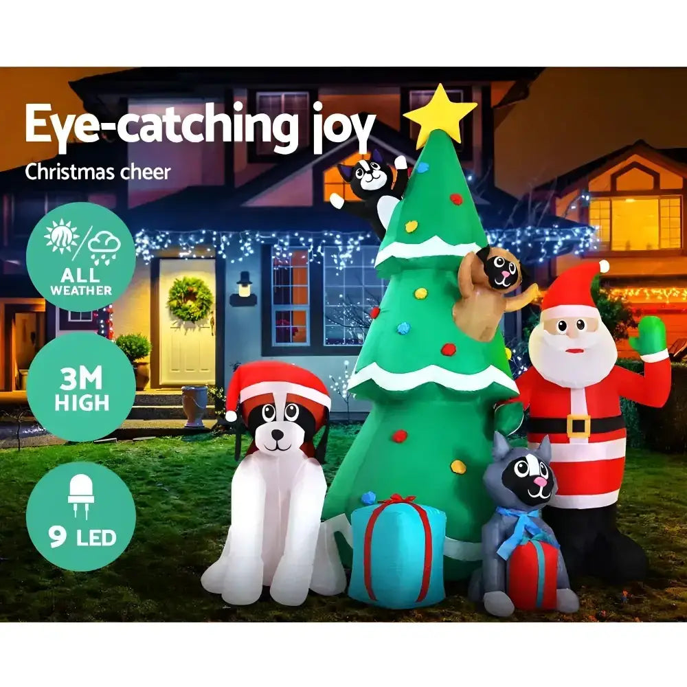 3m Christmas Inflatable Santa Tree Decoration