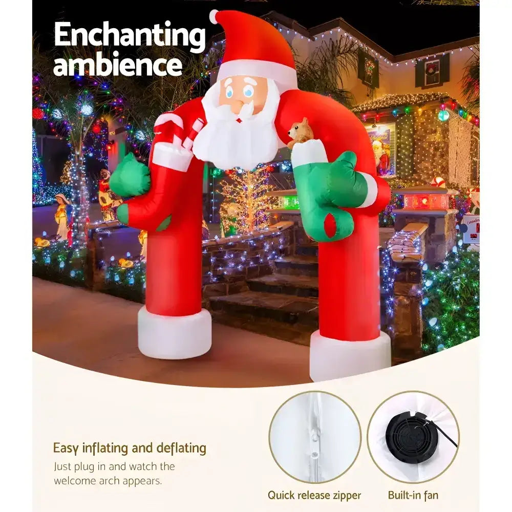 3m Inflatable Santa Archway with Lights