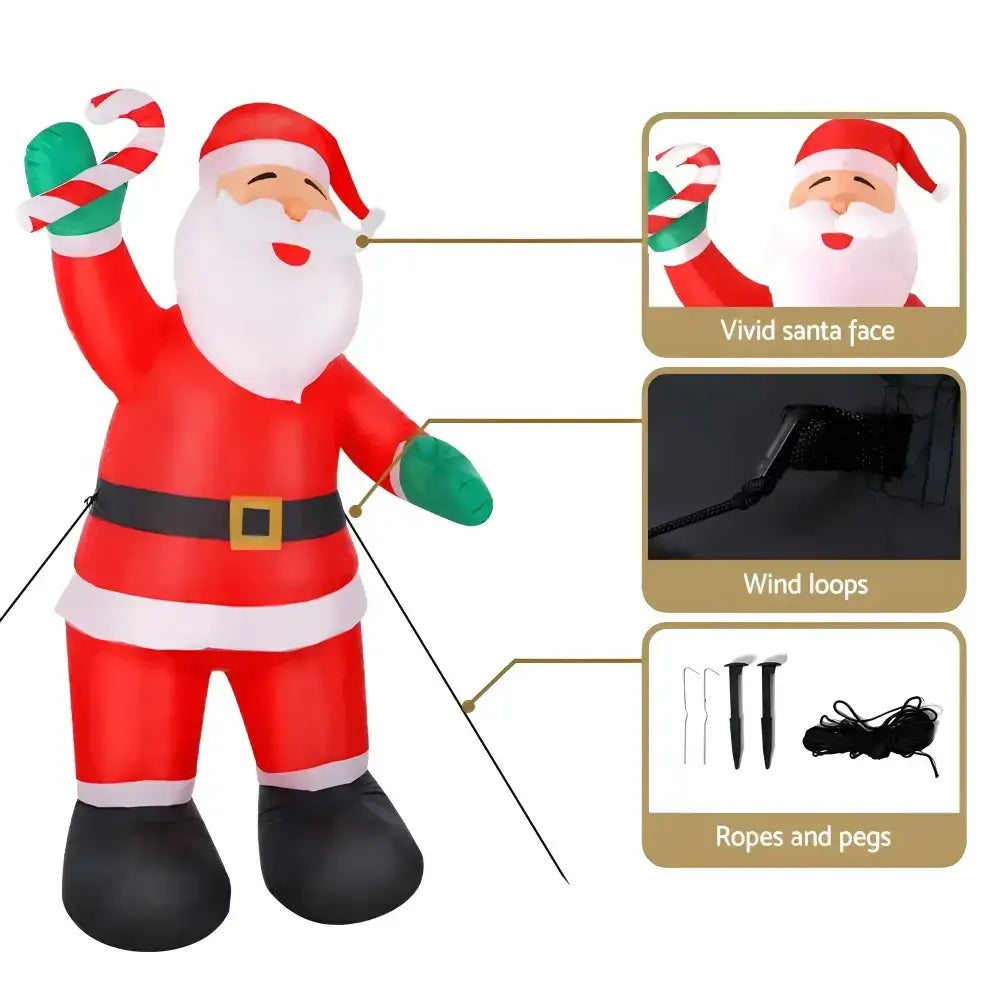 3m Inflatable Santa - Illuminated Christmas Decoration