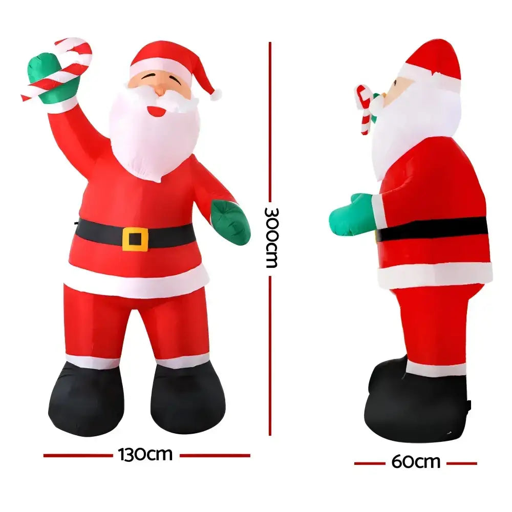 3m Inflatable Santa - Illuminated Christmas Decoration
