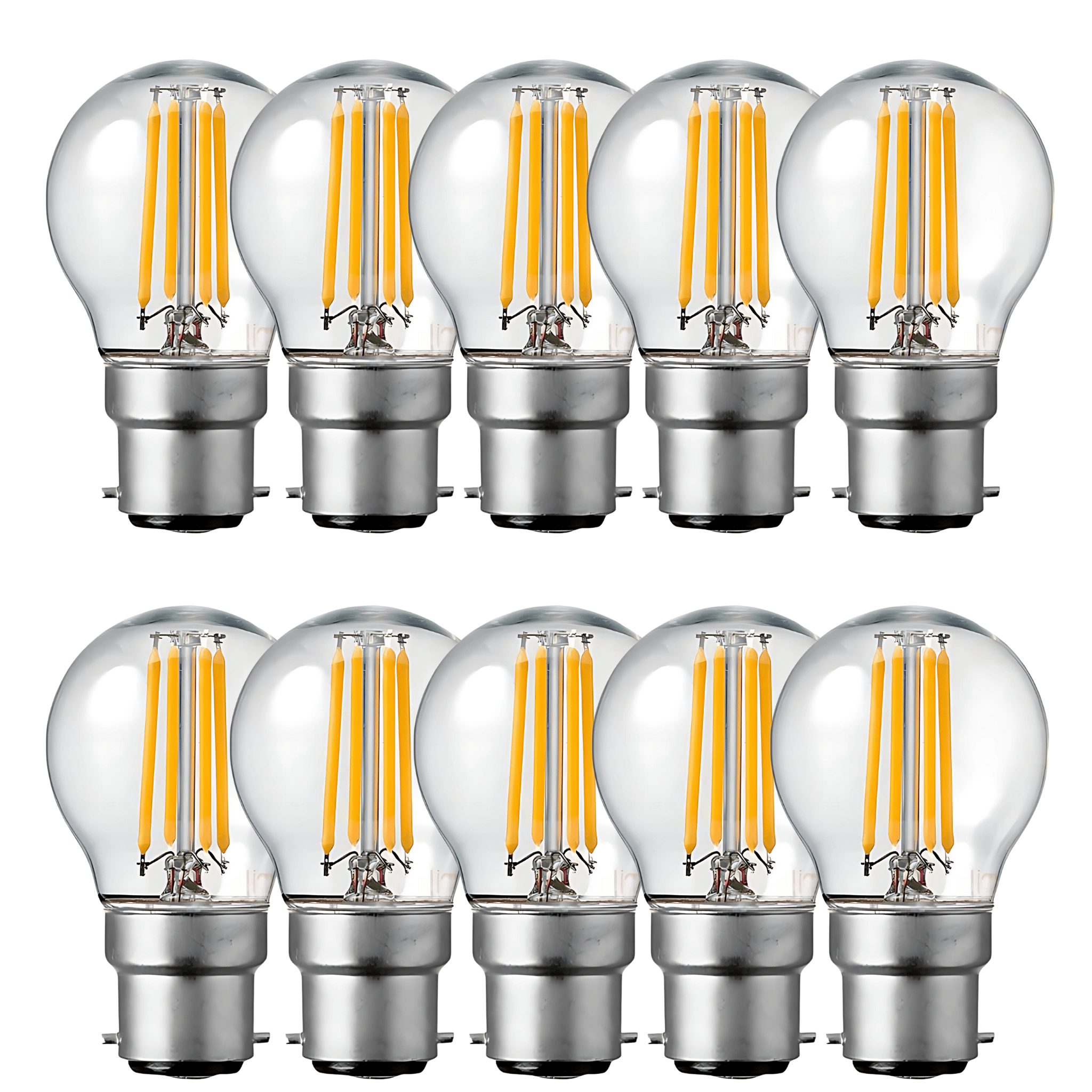 Green Earth Lighting Australia Home & Garden > Lighting 10 Pack 4.2W 470lm B22 Warm White Clear Dimmable LED Fancy Round 65850/10P