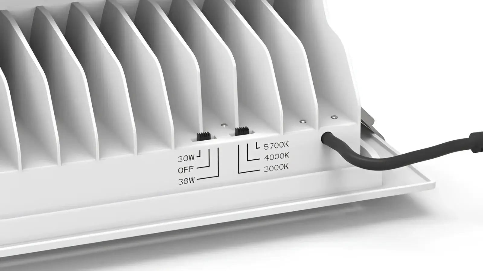 Green Earth Lighting Australia Commercial White 40W Tri-Colour Selectable LED Rectangular Shoplighter LED/38W/TC/RECT/WH