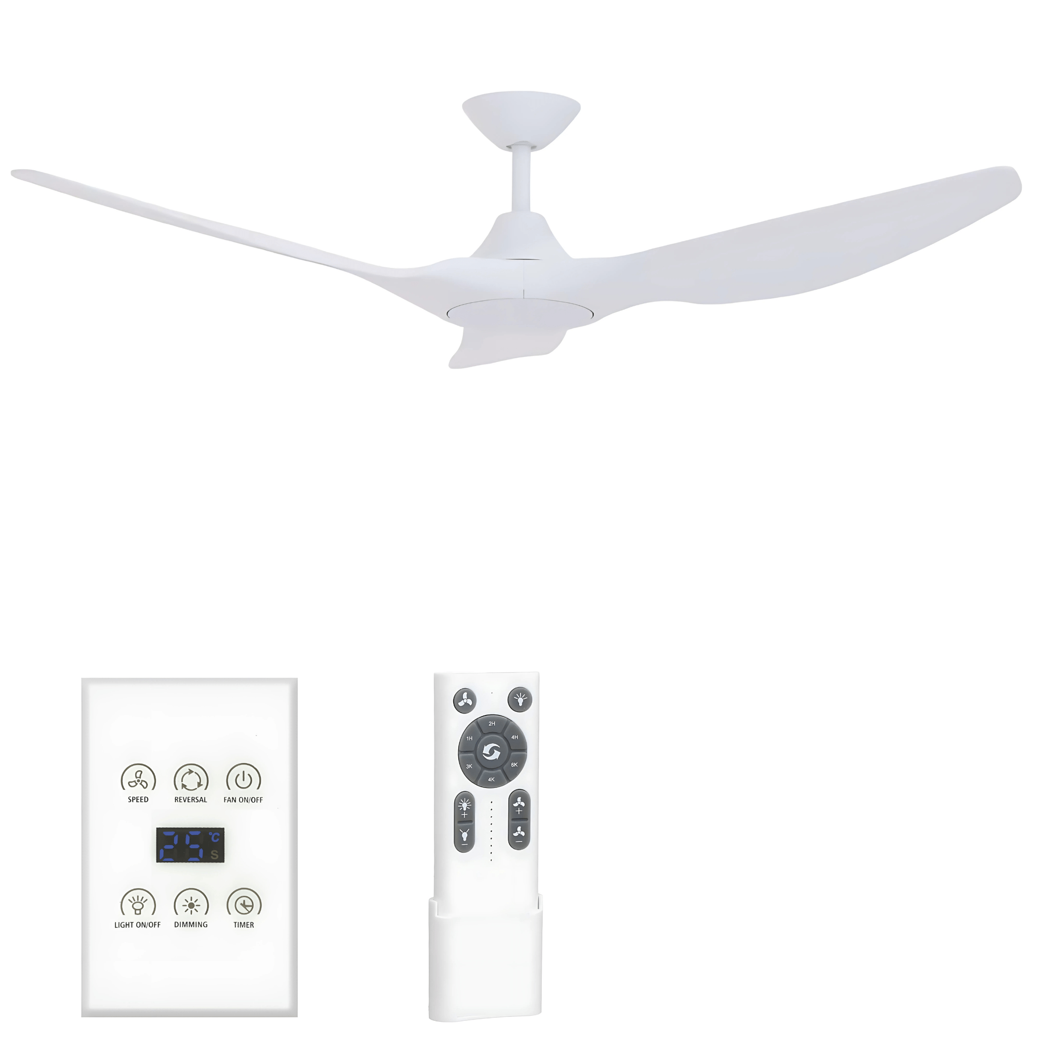 Green Earth Lighting Australia Ceiling Fan STRIKE 48" White DC Ceiling Fan with Remote & Wall Control 60130+CFA-WC1