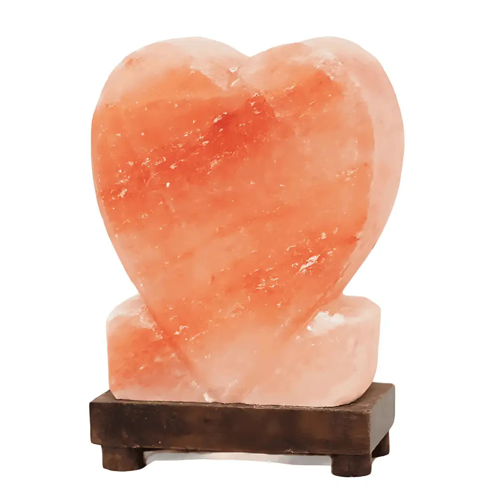 Green Earth Lighting Australia Home & Garden > Lighting > Night Lights & Ambient Lighting 4kg Heart Upright Salt Lamp – Timber Base (12V – 12W) UPHEART