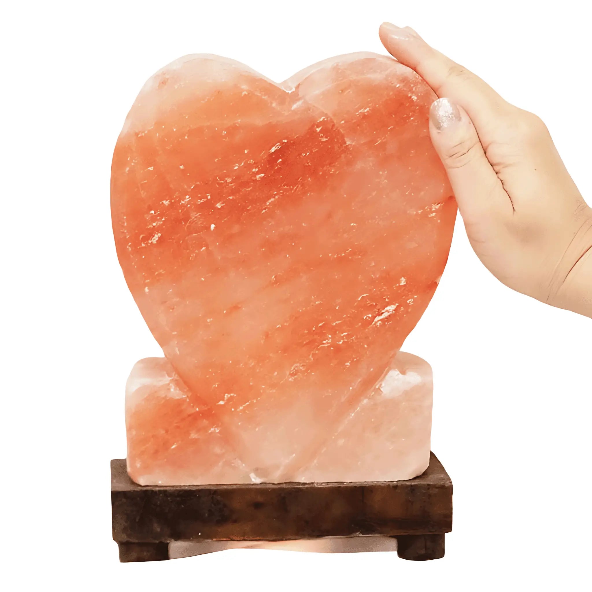 4kg Heart Upright Salt Lamp – Timber Base (12v – 12w)