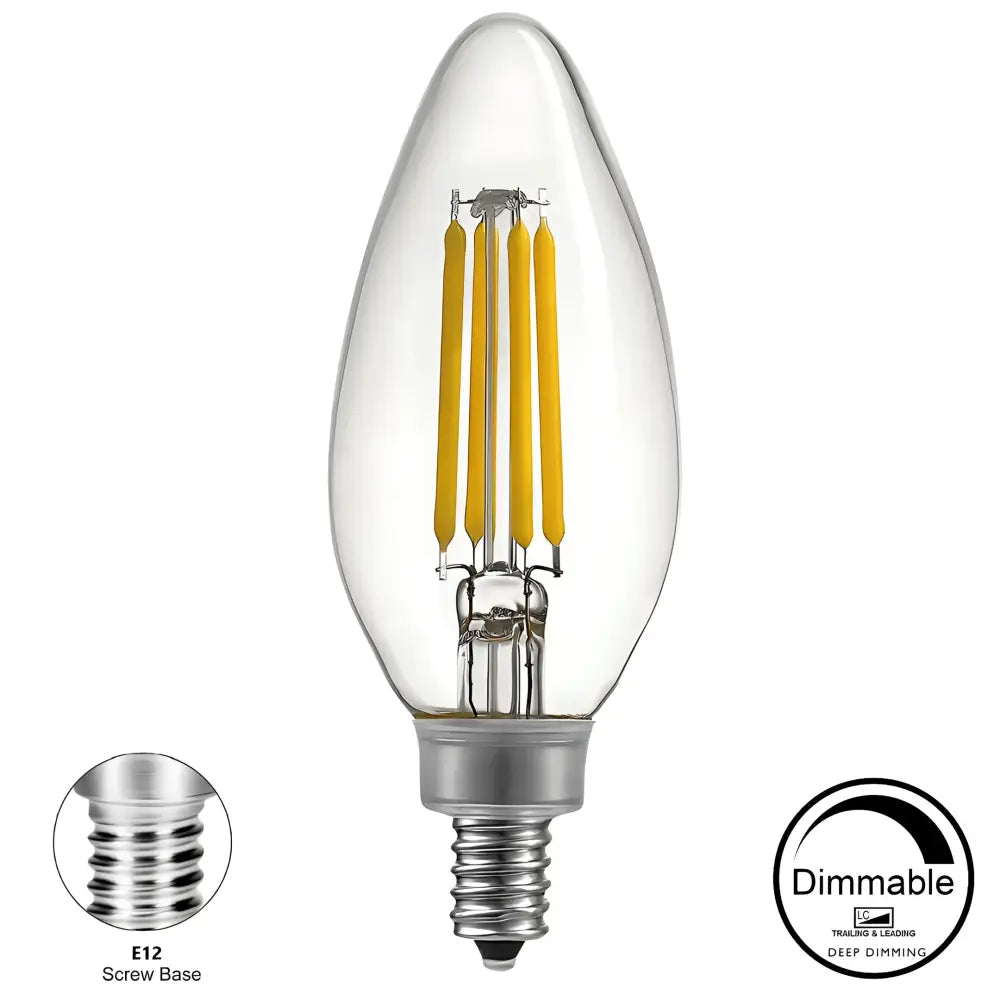 Green Earth Lighting Australia GLOBES 4W 470lm E12 2700K Clear Dimmable LED Candle C35E12WWD