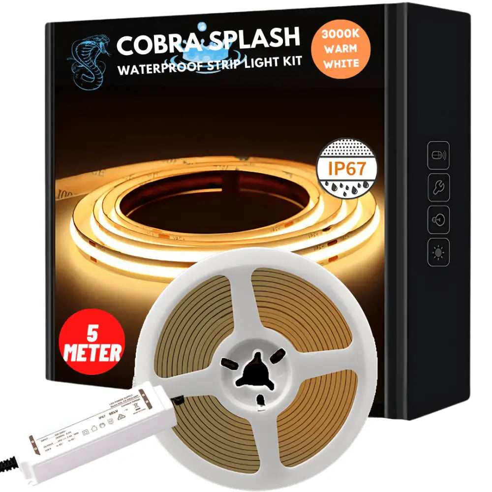 Green Earth Lighting Australia Strip Kit 5 meter COBRA Pro Splash 50W Dotless LED Strip Kit - 3000K Warm White KITIP673K