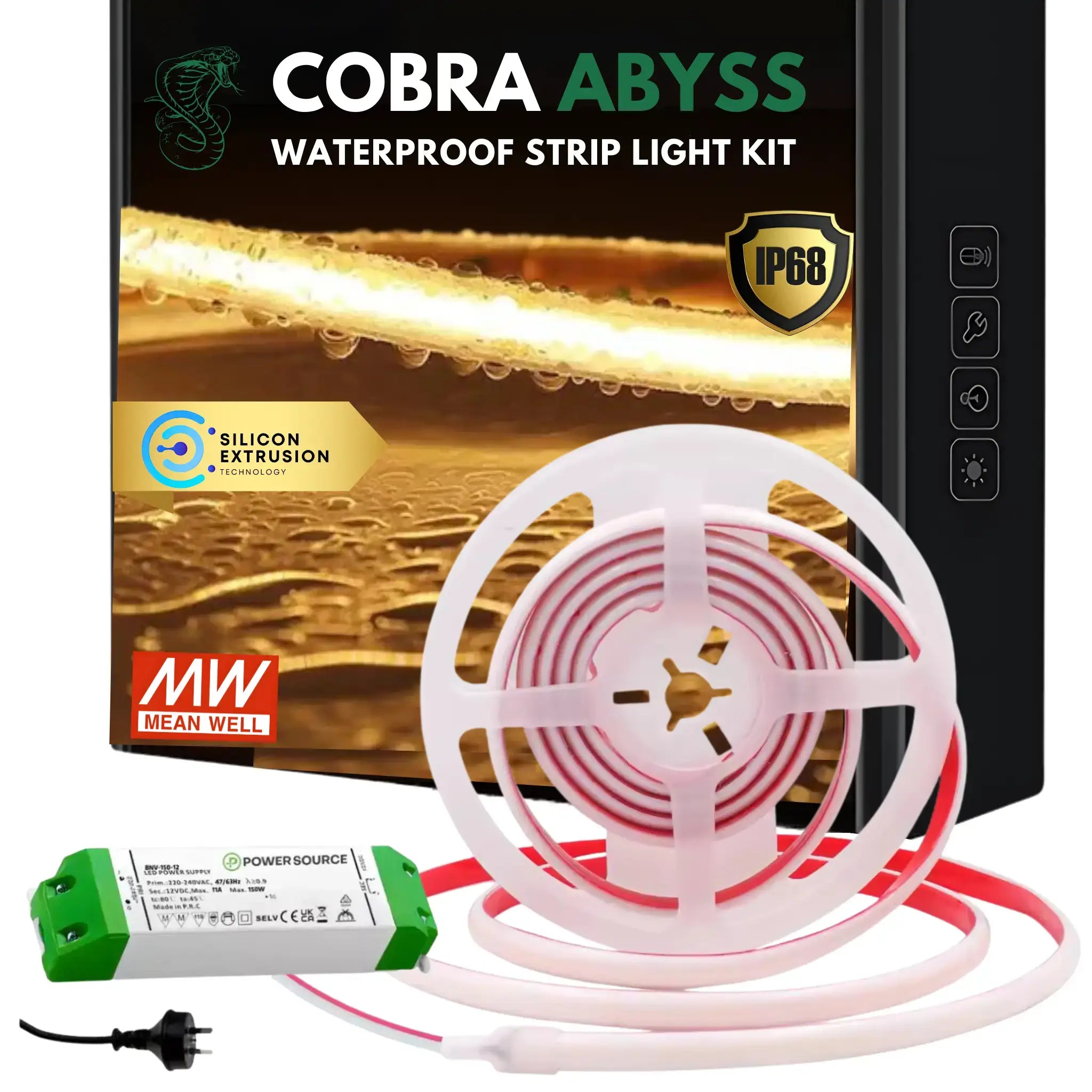 IP68 COB LED Strip Light 10W/m – Dotless Cool White (Waterproof)