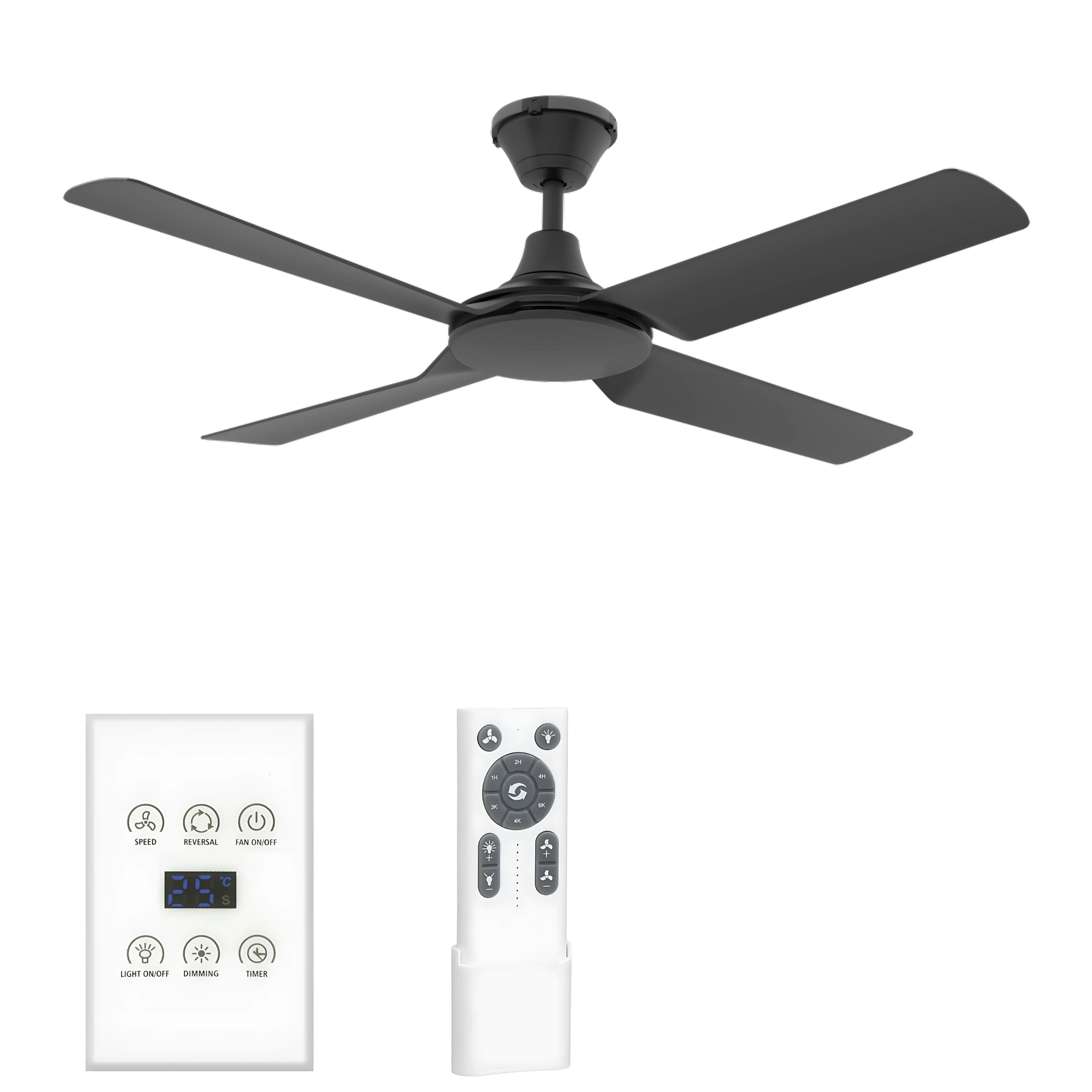 Green Earth Lighting Australia Ceiling Fan FRESCO IP66 52" Black DC Ceiling Fan with Remote & Wall Control 60080 + CFA-WC1