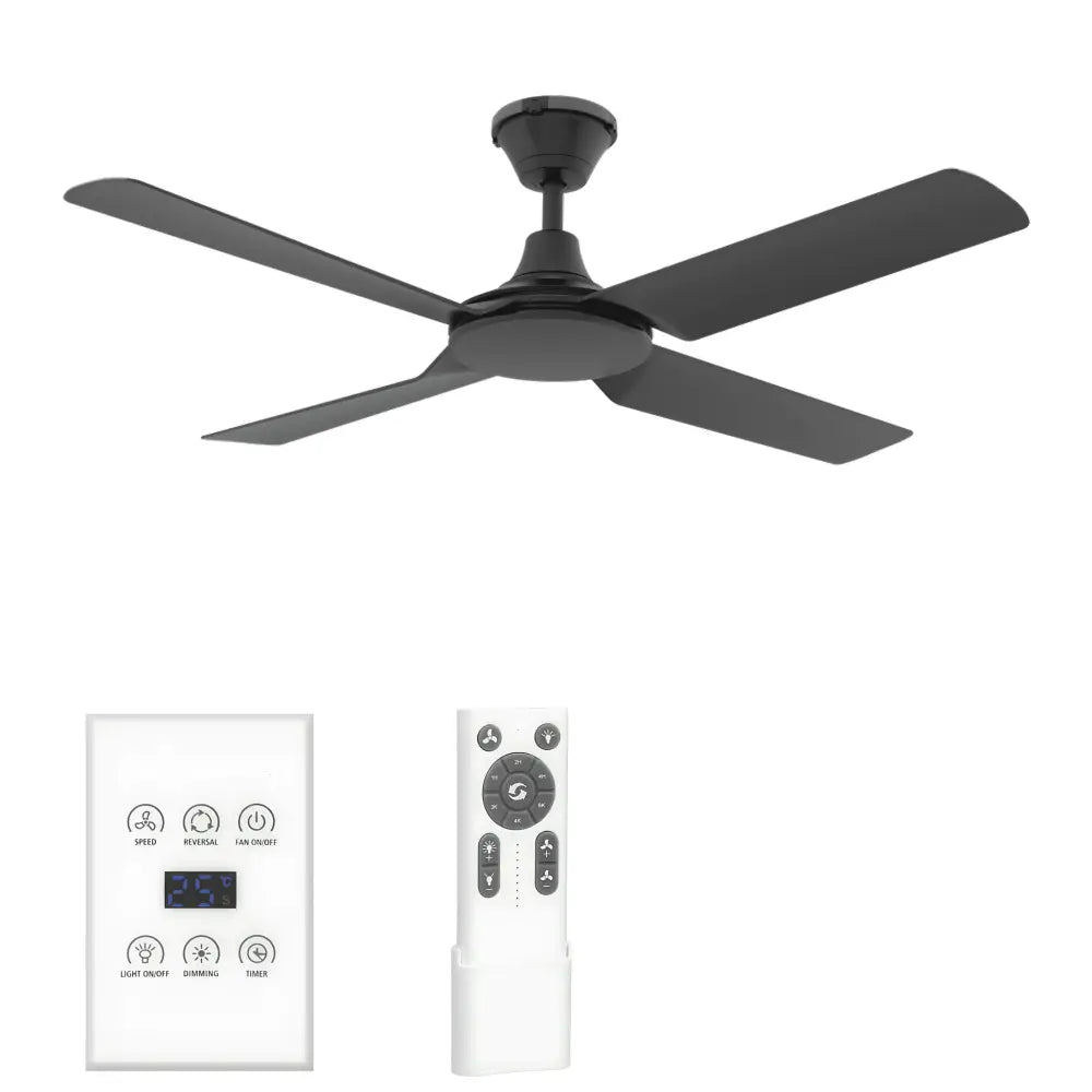Green Earth Lighting Australia Ceiling Fan FRESCO IP66 52" Black DC Ceiling Fan with Remote & Wall Control 60080 + CFA-WC1