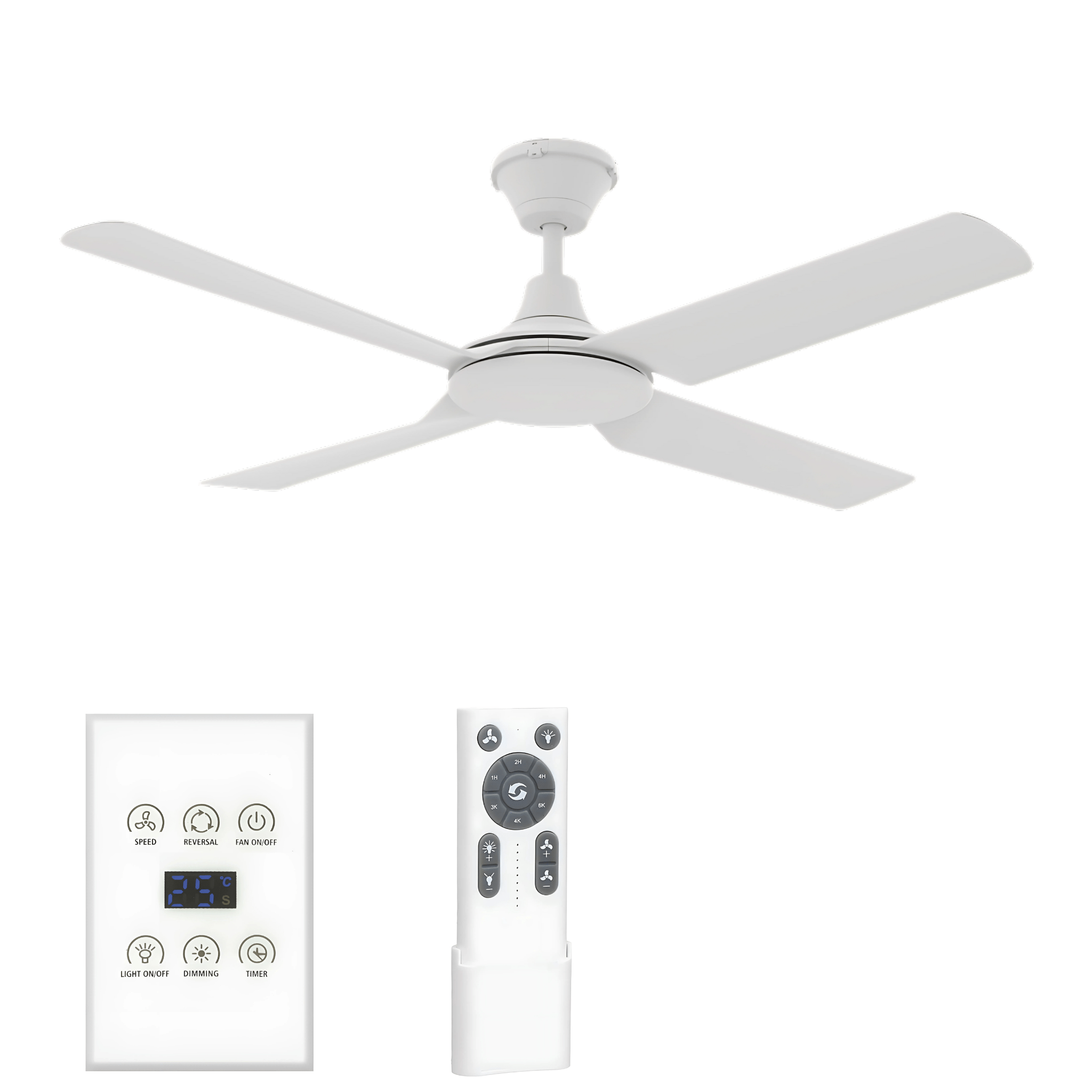 Green Earth Lighting Australia Ceiling Fan FRESCO IP66 52" White DC Ceiling Fan with Remote & Wall Control 60081 + CFA-WC1