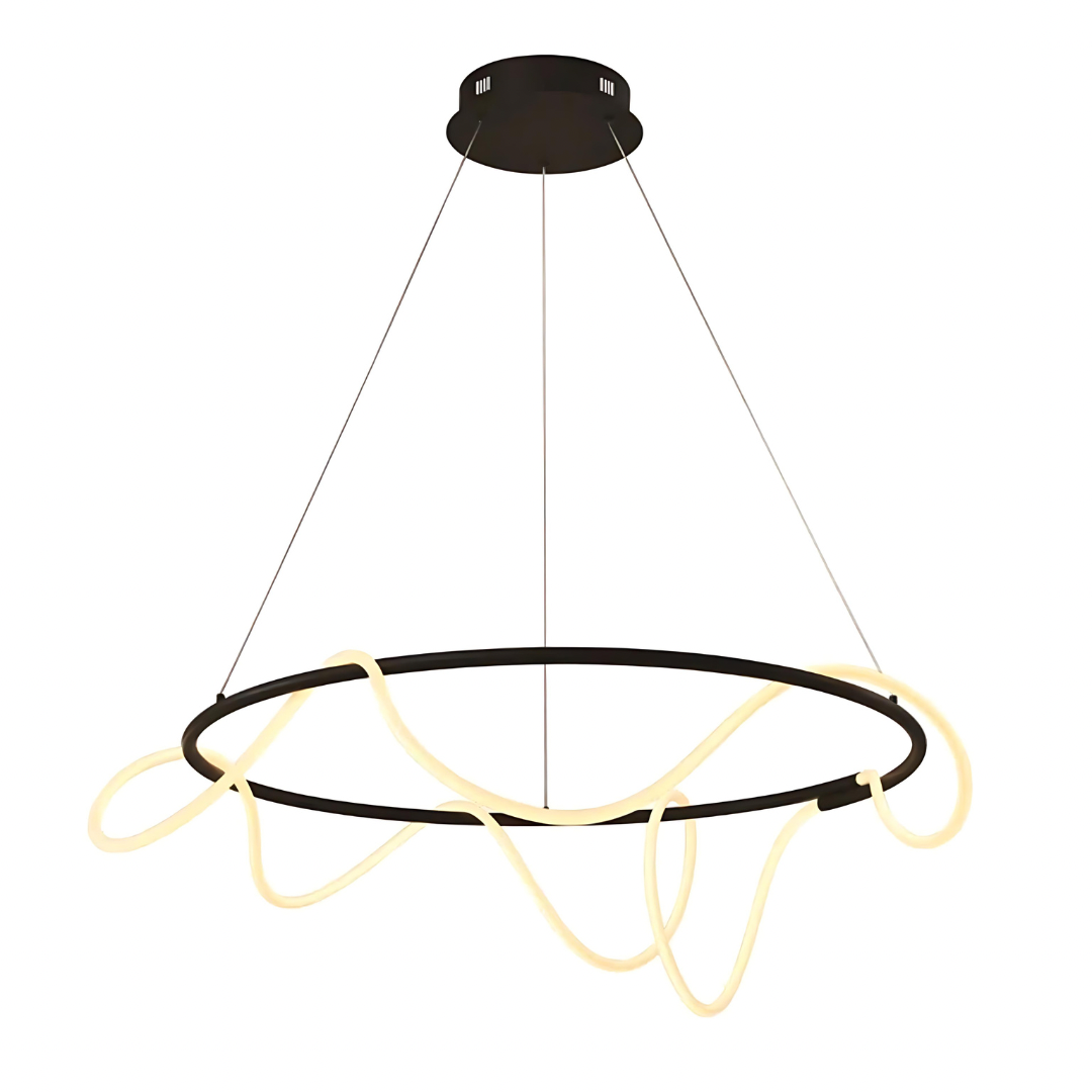 ORBIS BLACK 90W Circular LED Squiggle Pendant