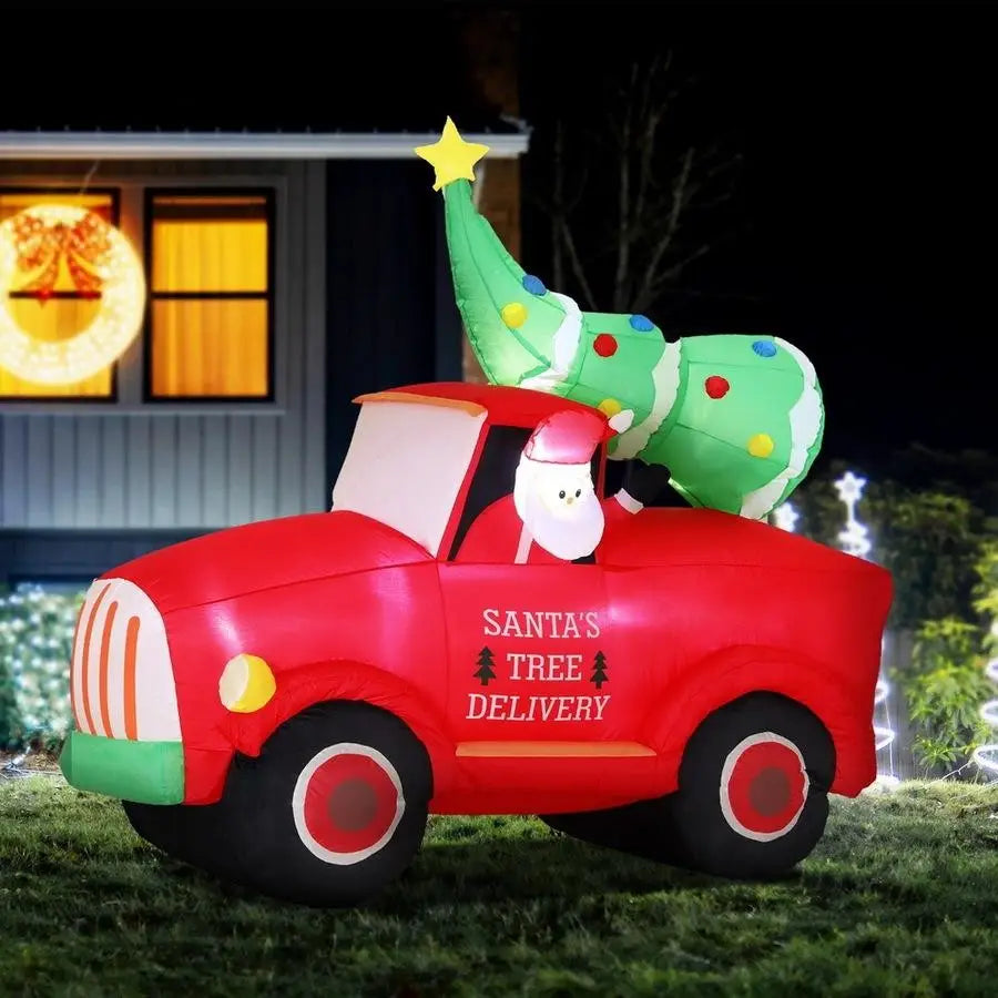 1.6M Christmas Inflatable Santa Truck LED Illuminated Decoration