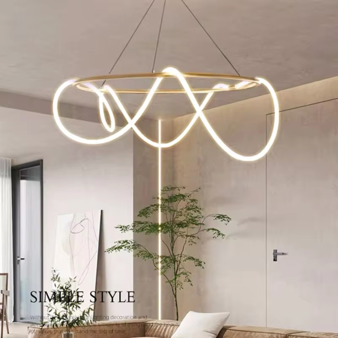 ORBIS SATIN BRASS 90W Circular LED Squiggle Pendant