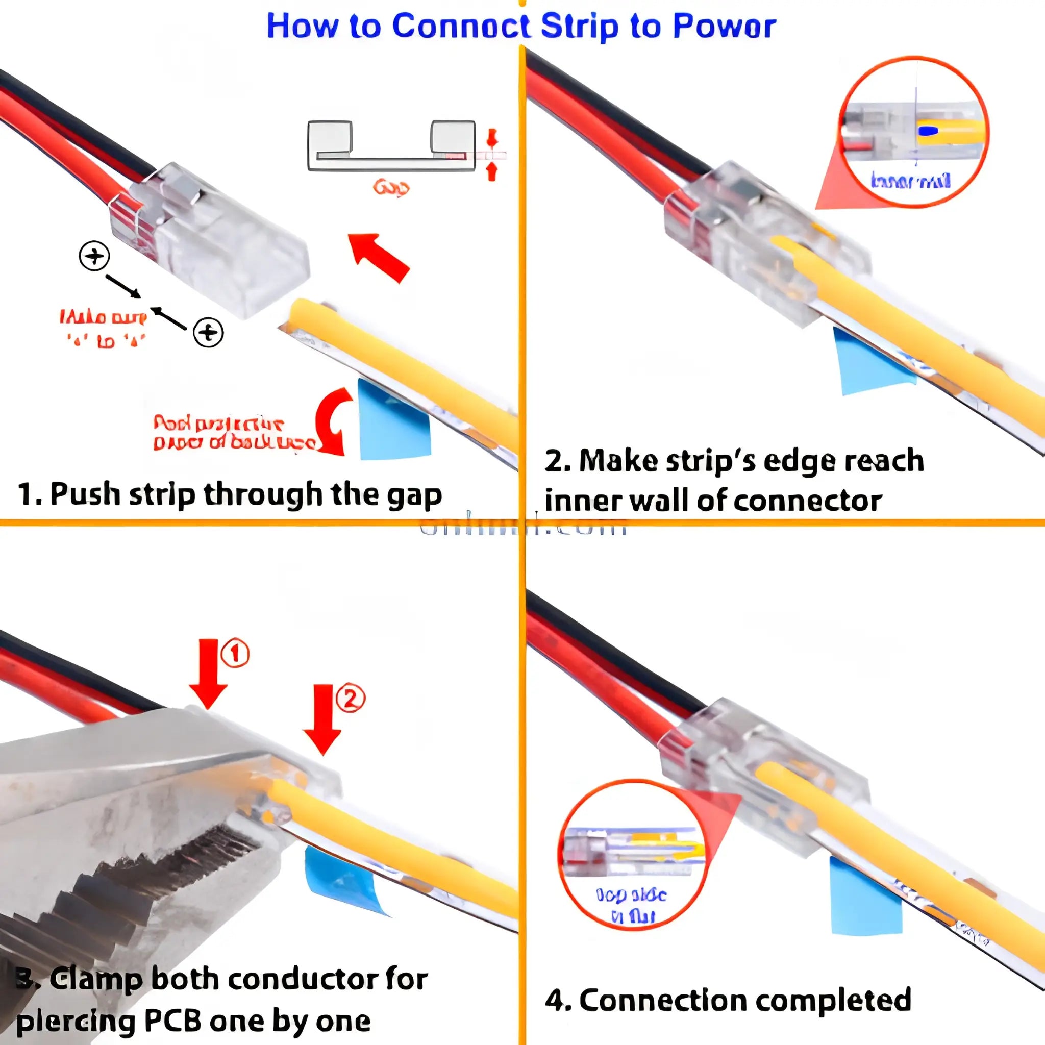 5mm 2-Pin PCB to Cable Connector for Single Colour COB & SMD LED Strip - 5 Pack