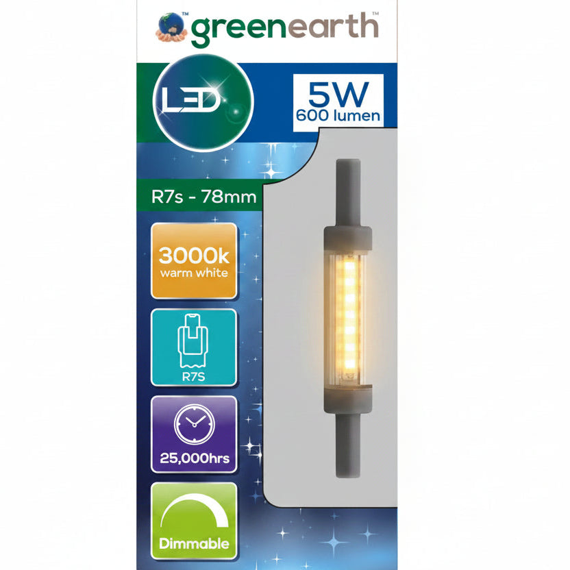 5w 600lm R7s 78mm 3000k Green Earth Lighting Australia